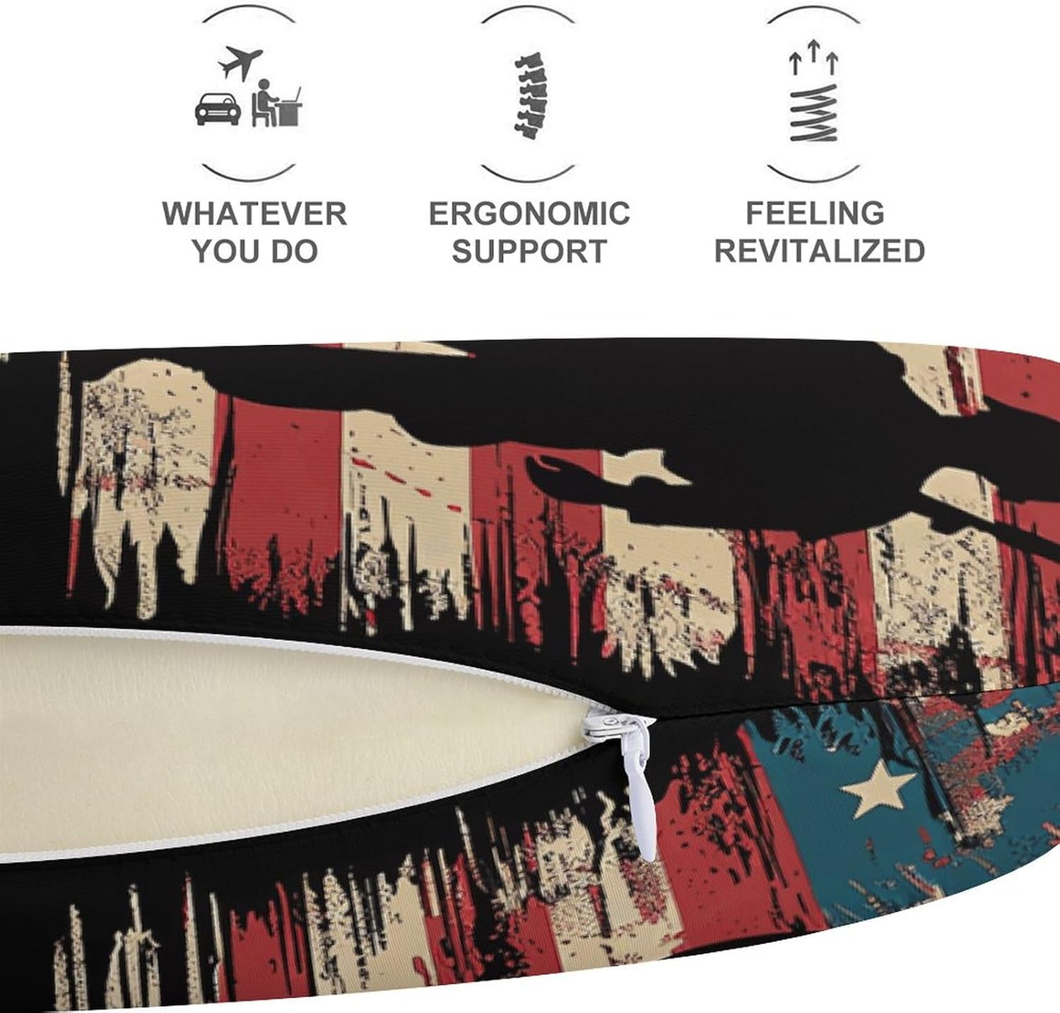 Veterans Day Memorial Day Partiotic Military Funny Travel Pillow U Shaped Memory Foam Neck Pillows Portable for Flight Car Home Office