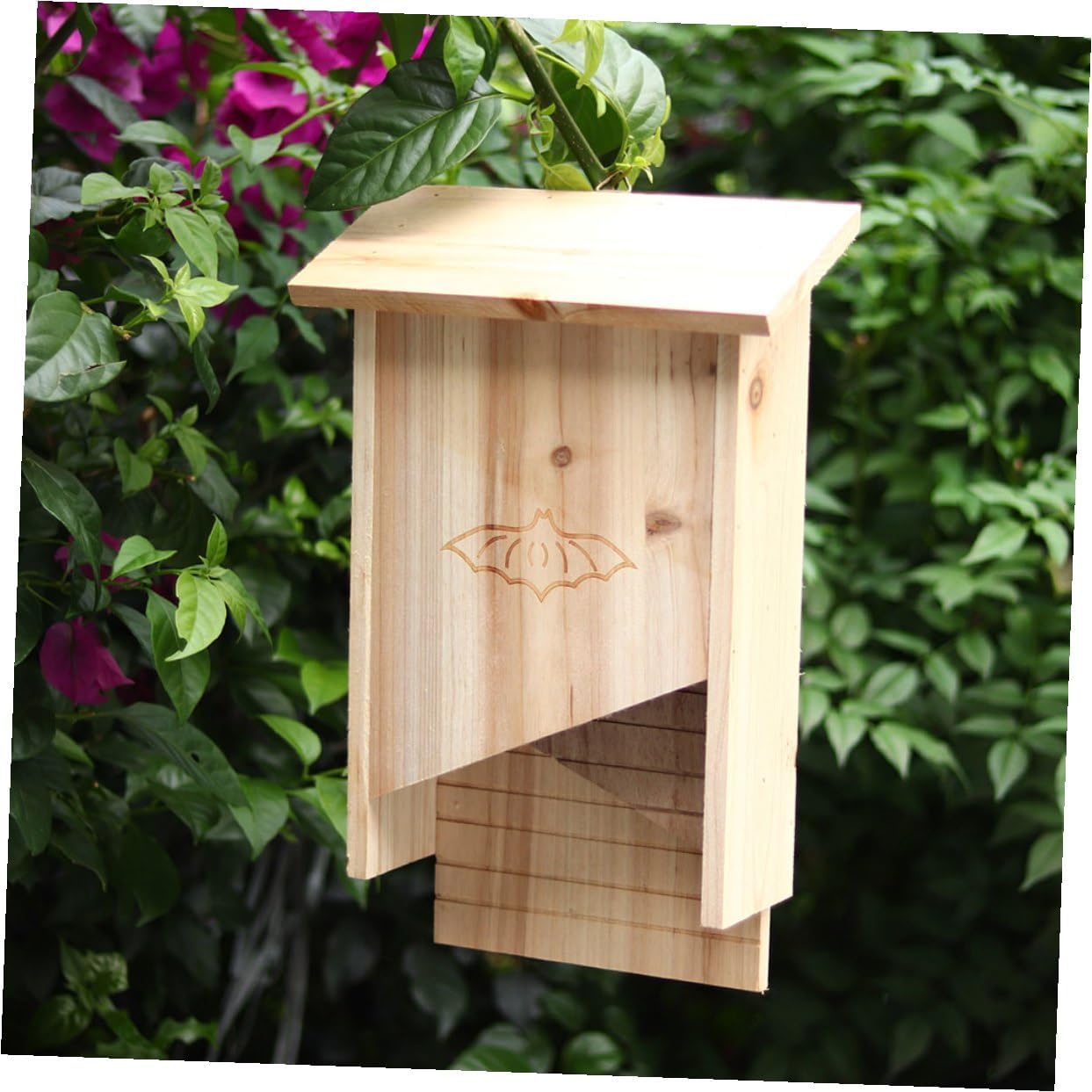 jojofuny Wooden Bat House Outdoor Backyard Bat Box Weather-Resistant Solid Wood Pet Shelter for Courtyard Garden Wildlife Habitat