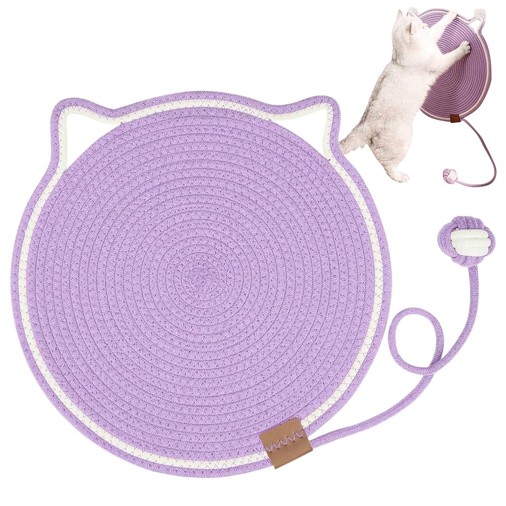 Qpets® Scratch Pad for Cats, Cute Cat Scratch Pad, Lovely Cat Ear Scratching Pads Hanging Cat Toy Wall Cotton Rope Cat Scratcher Mat (Purple, 42CM) (B0D87DTTX6) Amazon Price History, Amazon Price Tracker