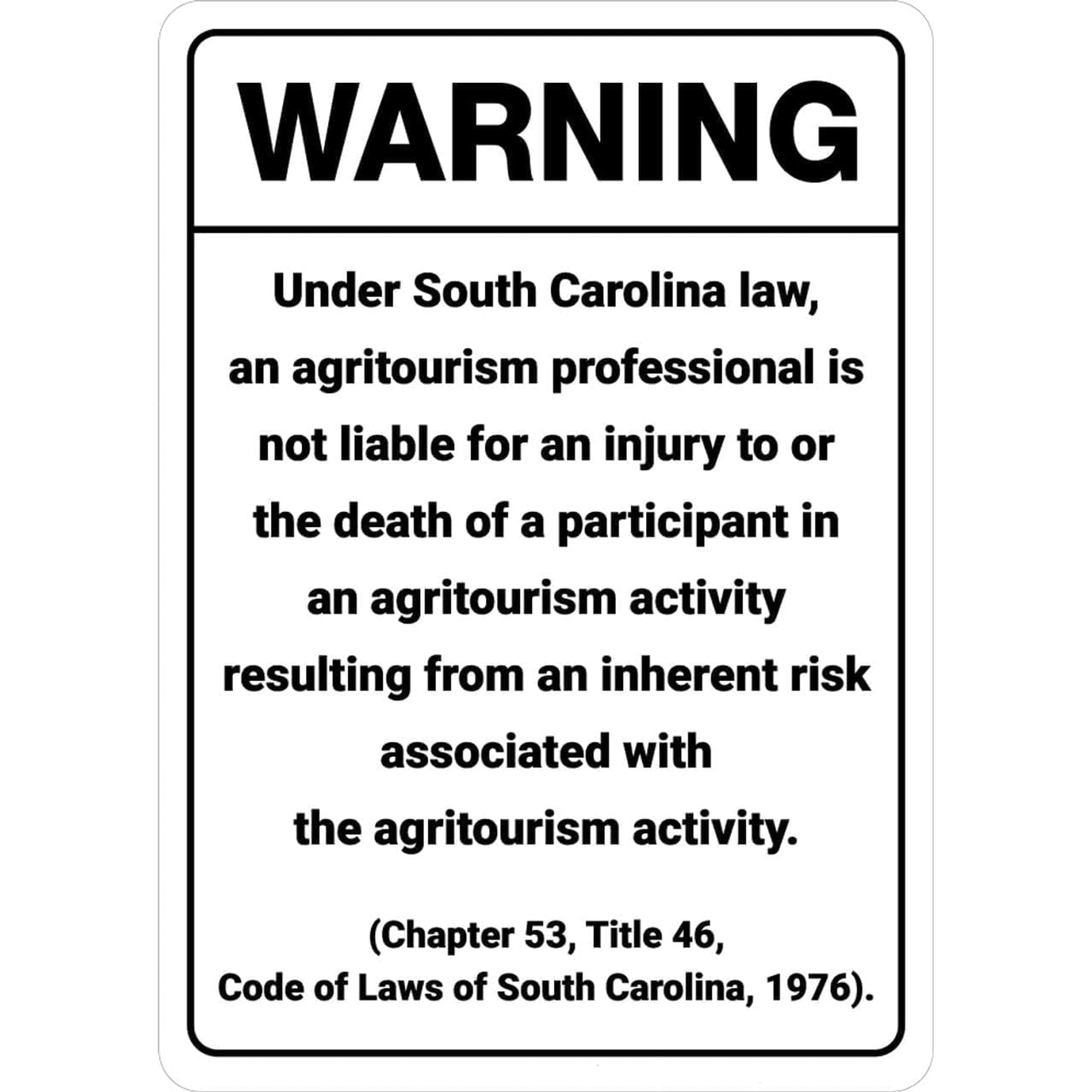 2 Pack Warning South Carolina Agritourism Liability SC Metal Sign 8"x12", Facility Danger Warning Durable, For Man Cave Yard Indoor Outdoor Farm Safety