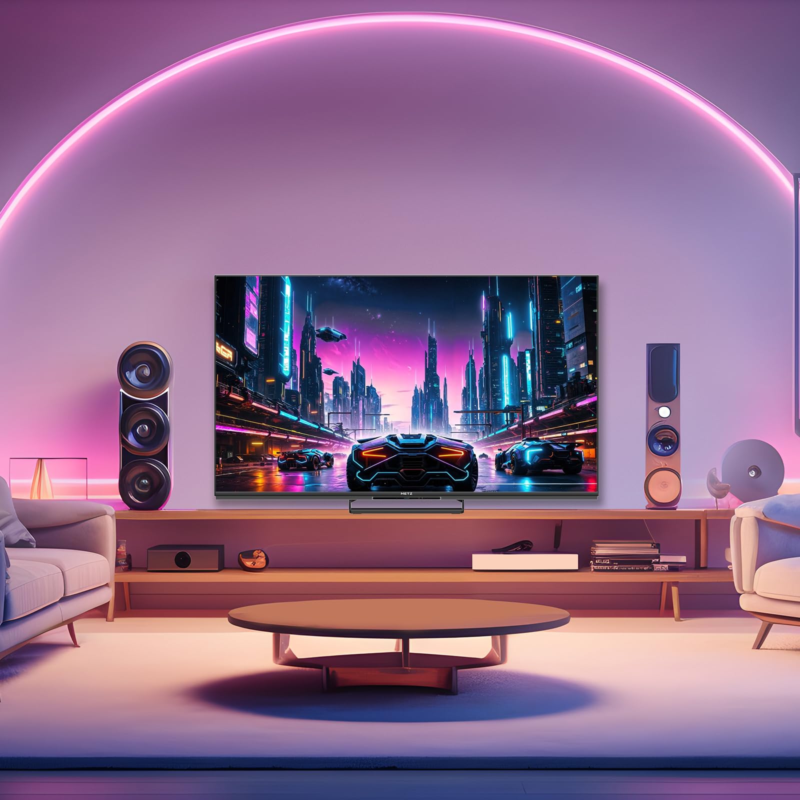 Metz TV QD-MiniLED 55 Pollici Smart TV MNE8000Z, 144hz, MEMC, Dolby Vision Atmos, HDR10, Freesync, VRR, ALLM, Googlecast,Tuner DVB-T/T2/C/S/S2/Analogico
