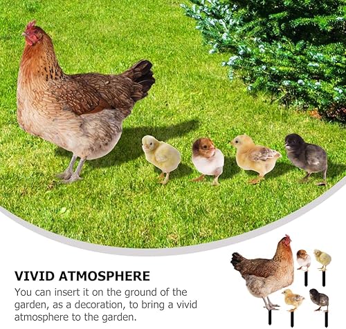 Miniatura 9 de 1 juego de enchufe de suelo de gallina pollito, decoración de patio, letrero de simulación de pollo, estaca de pollo acrílico, decoración de pollo