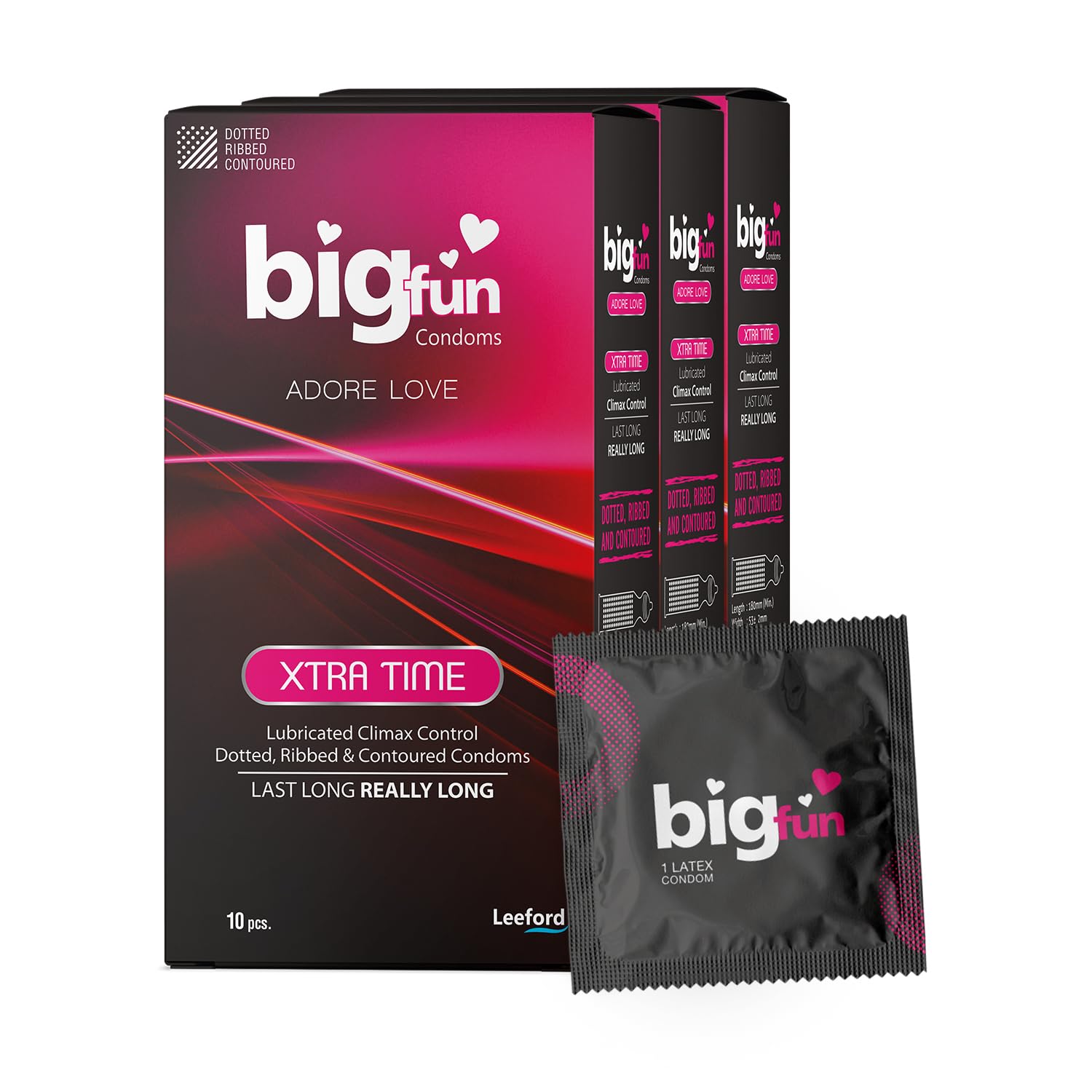 Bigfun Xtra Time Climax Control Condom | Prolong Pleasure, Boosts Confidence | Ribbed, Dotted & Contoured Design | Trusted Protection Against STDs & Unintended Pregnancy | Enhanced Sensitivity & Comfort | 8 Tempting Flavours Pack of 3-image-41