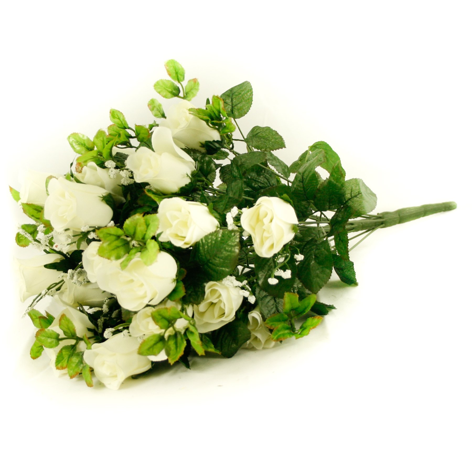 Floristrywarehouse Ivory Artificial Silk Flower Rose & Gyp Bunch 24 Stems Of Cream/White Roses 55Cm