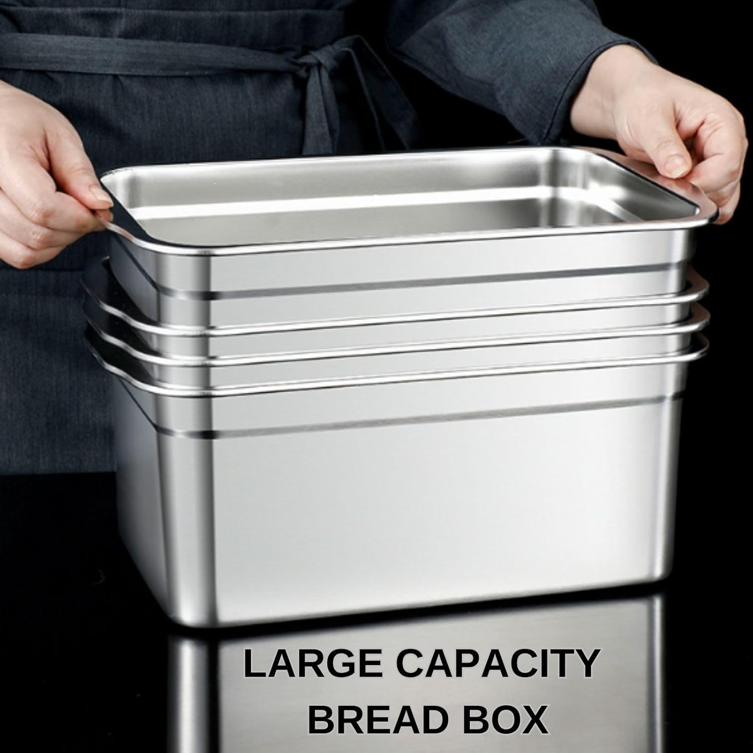 304 Stainless Steel Bread Box for Kitchen Countertop, Pizza Dough Proofing Box, 6L Bread Keeper for Homemade Cakes, Buns, Pastries, Pancakes ,Bread Container with Lids, Tongs, Time Recording