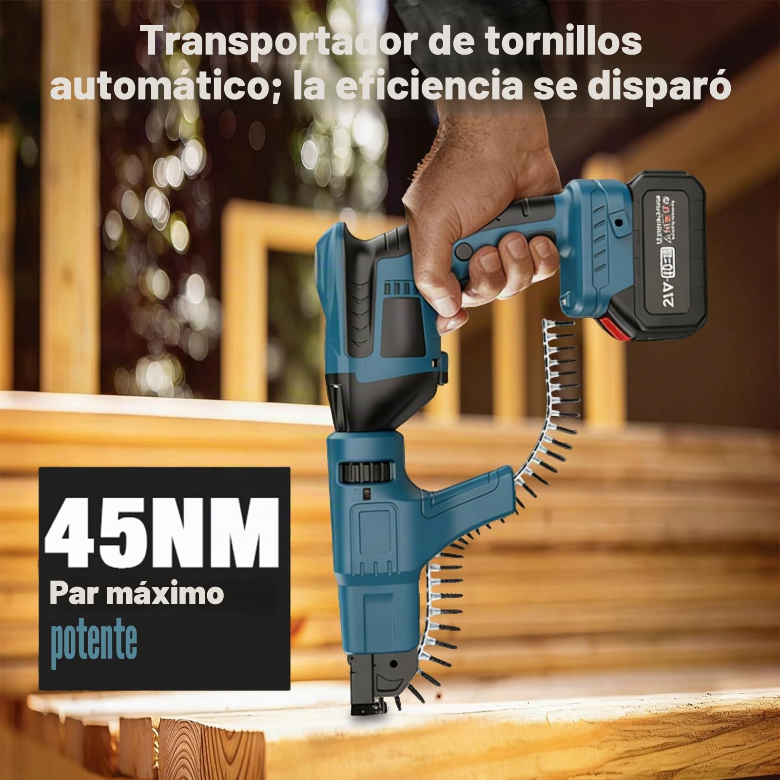 Atornillador inalámbrico para pladur, atornillador con cargador de tira y alimentación automática, batería de 3000 mAh x2, velocidad de rotación 5000 min-1, motor sin escobillas, luz de trabajo LED y
