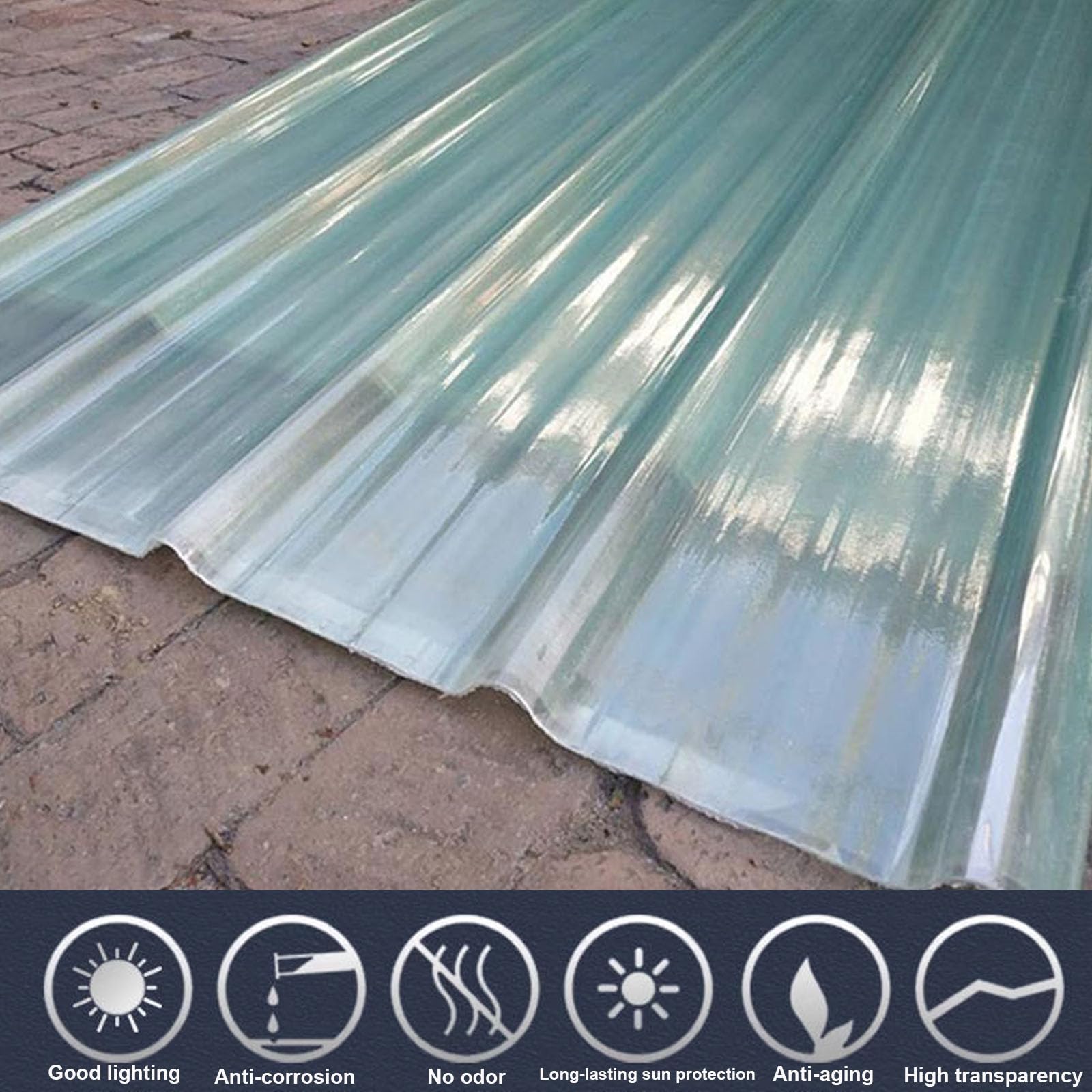 Planchas Transparentes Tejados,1mm Placa Ondulada FRP Para Exteriores,Placa De Iluminación Natural De Fibra De Vidrio,Chapa Ondulada Para Invernaderos,Chapa Ondulada (0.9×1.7m/35×67in,1pcs)