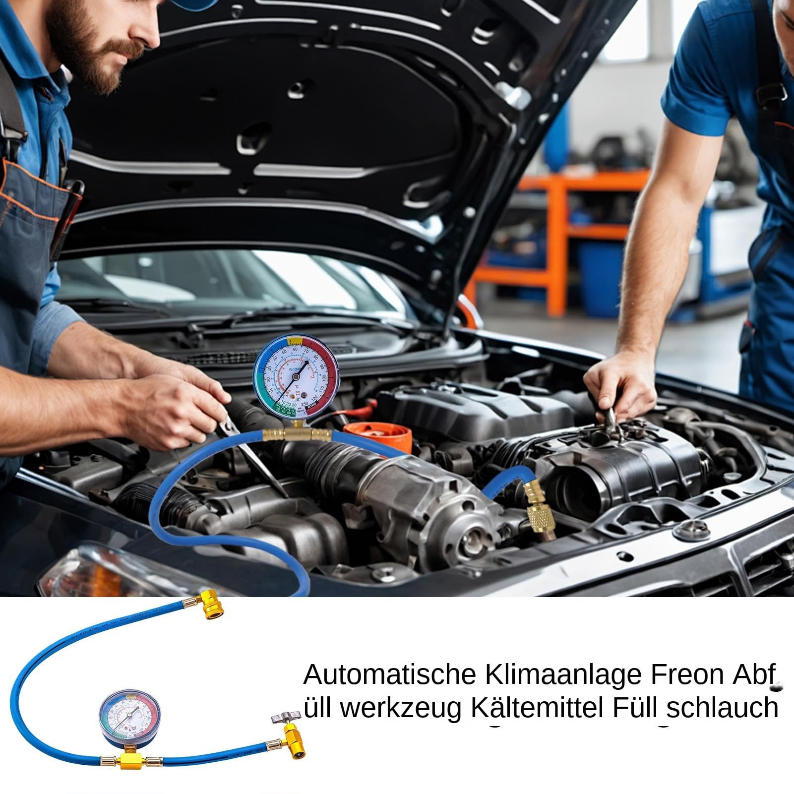 AC Manometer Schläuche | Kältemittelschlauch,mit Manometer, rückflussverhindernd, für KFZ LKW Wohnmobile Haus-Klimaanlagen