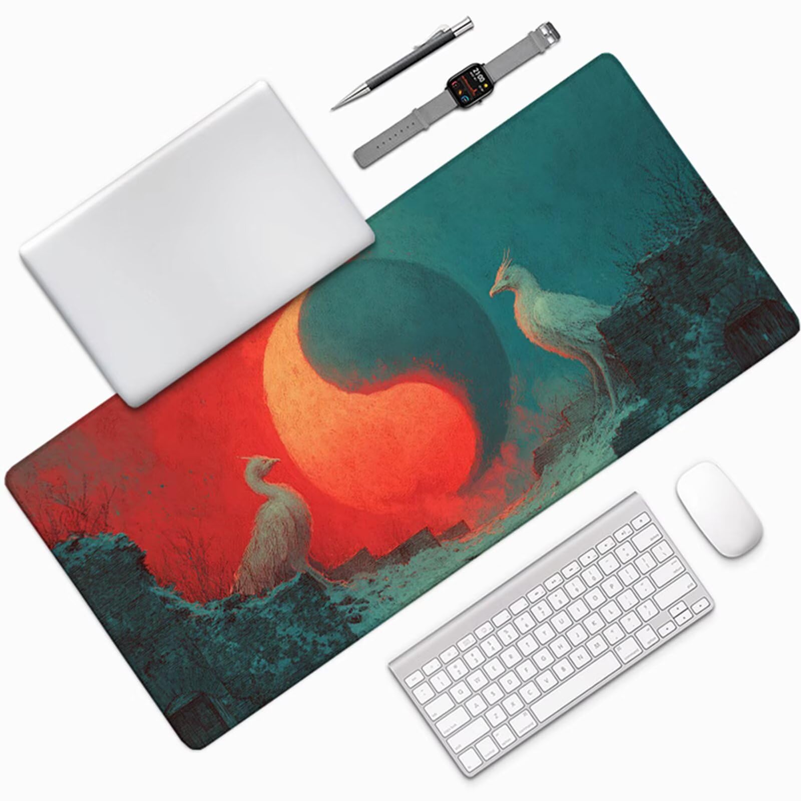 Tai Chi Gamingowa podkładka pod mysz, 1200 x 600 x 3 mm, podkładka pod mysz z antypoślizgową gumową podstawą, podkładka pod mysz XXL ze zszytymi krawędziami, akcesoria gamingowe, do biura, komputera