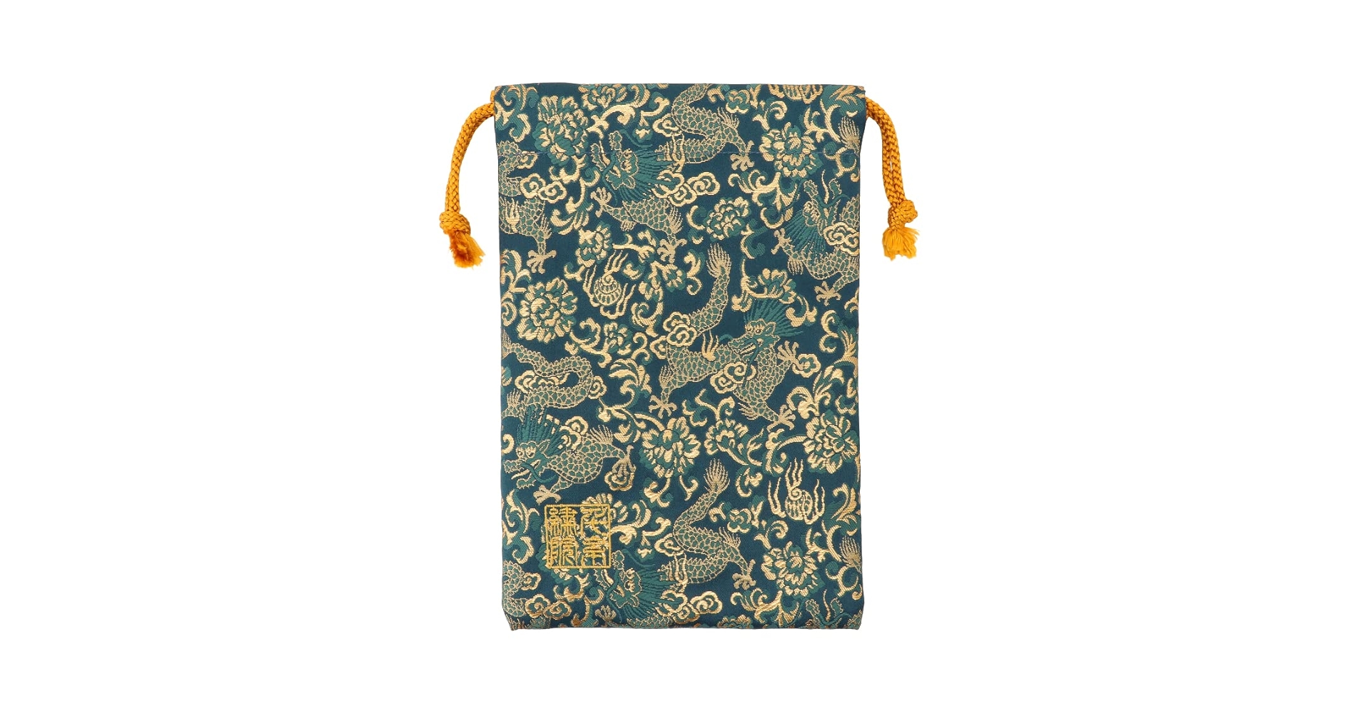 Amazon｜千糸繍院 西陣織 金襴 巾着袋（裏地付き） 翡翠龍 中