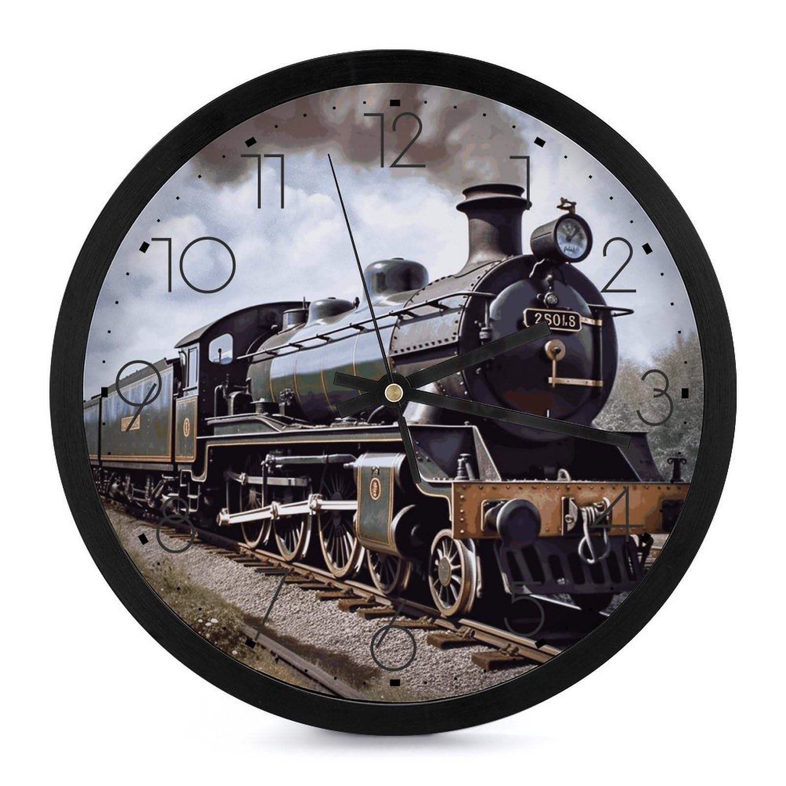 Horloge murale locomotive à vapeur grande taille silencieuse pour salon