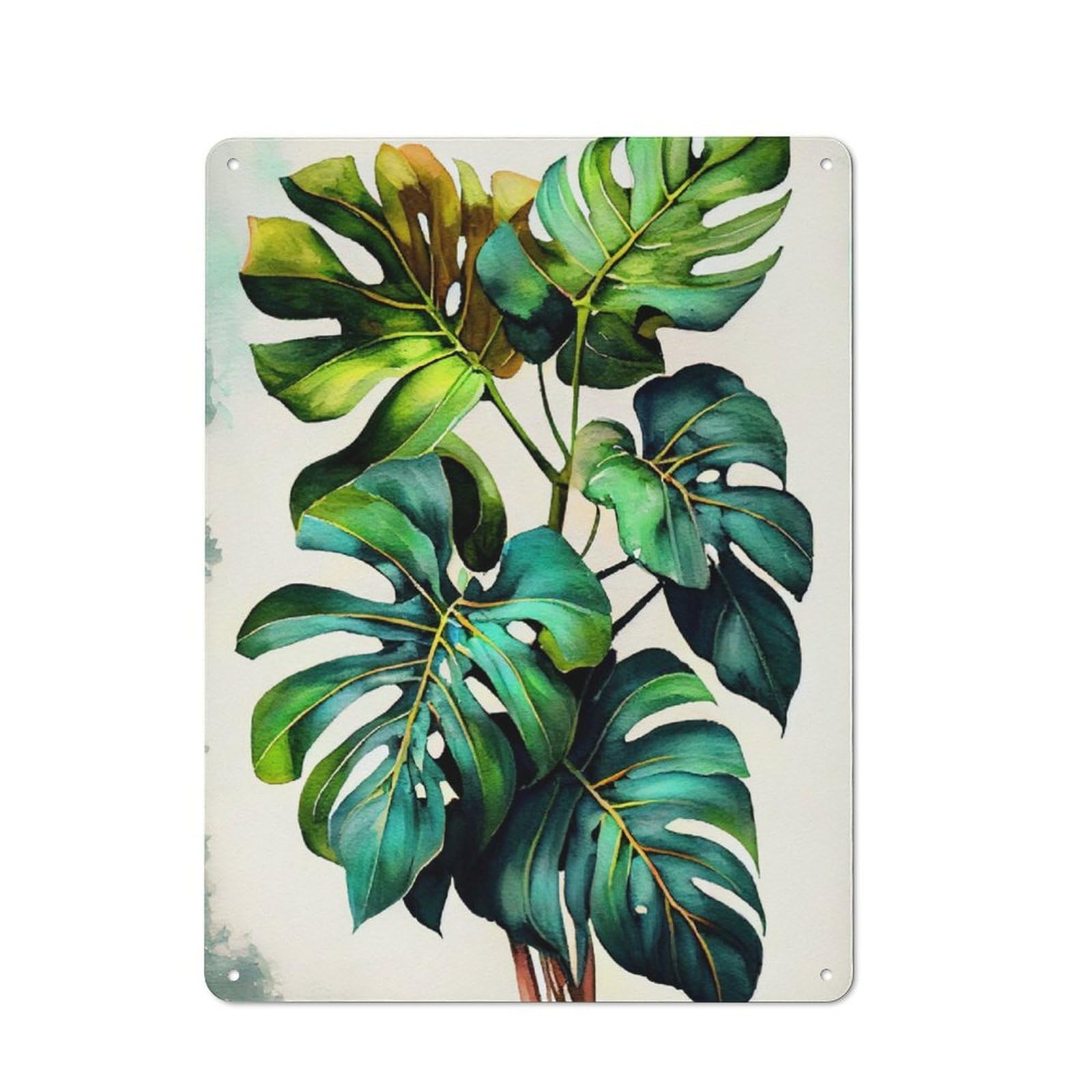 Junmoney Philodendron Plant Art Rustic Country Metal Sign 40X30cm, Cottage Wall Art For Dining Room, Cafe, Entryway Or Family Room