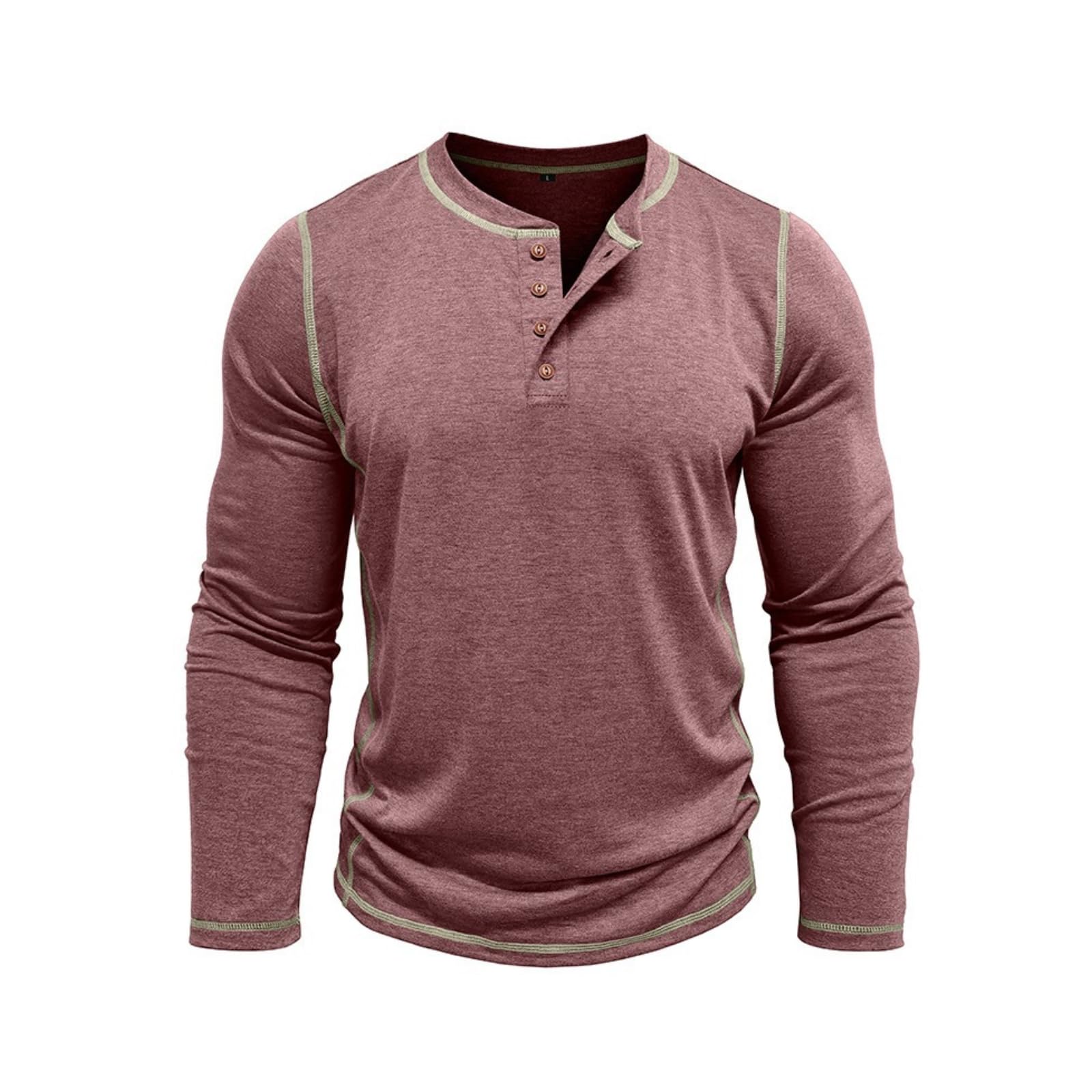 LAOARA T Shirt Uomo Maglietta Manica Lunga Cotone Slim Fit Henley Tshirt Maglia Bottone Magliette M-2XL