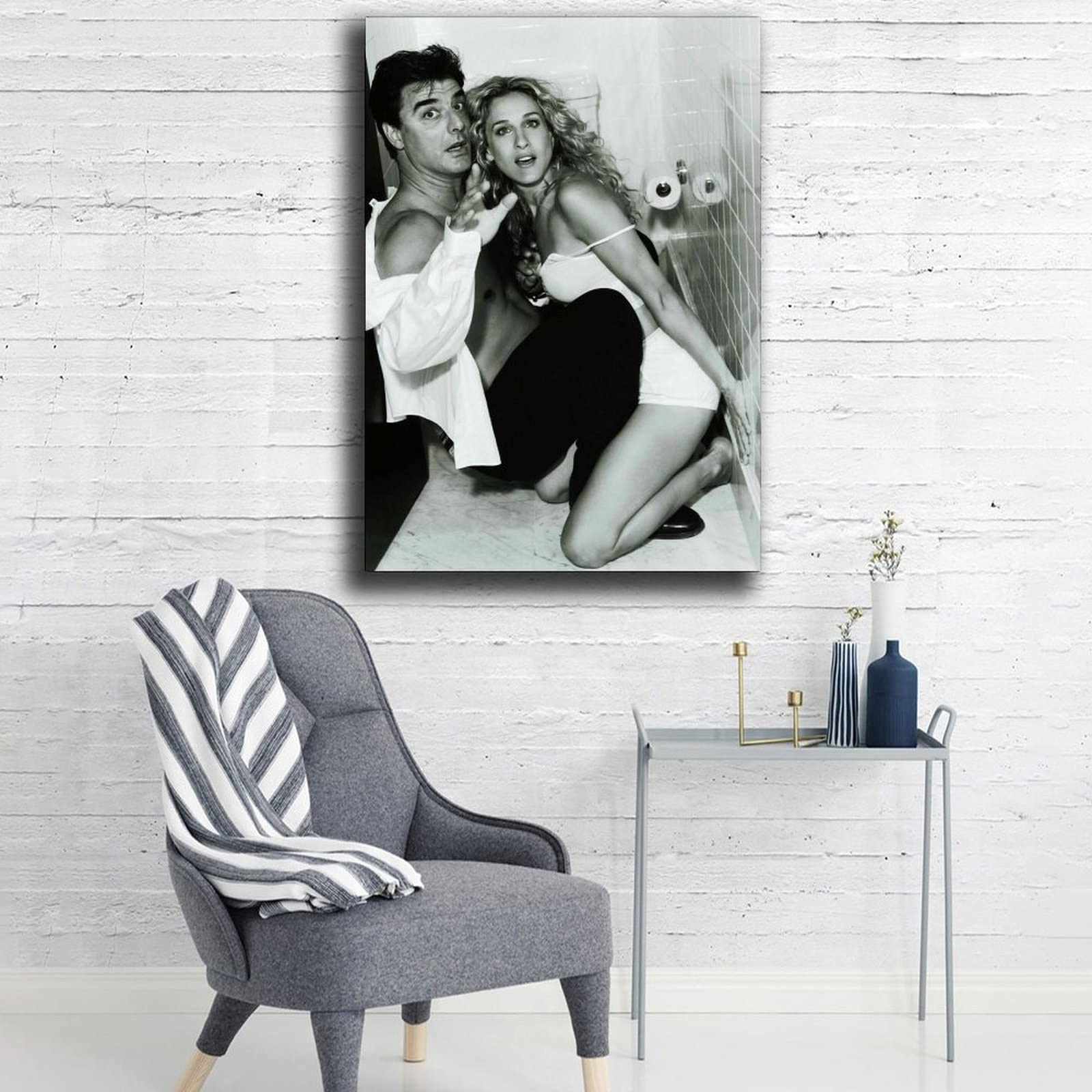 Carrie Bradshaw & Mr. Big Leinwand-Poster - Wandbild 40x60 Cm | Filmzitat, Wohnzimmer-Deko, SATC Fanartikel