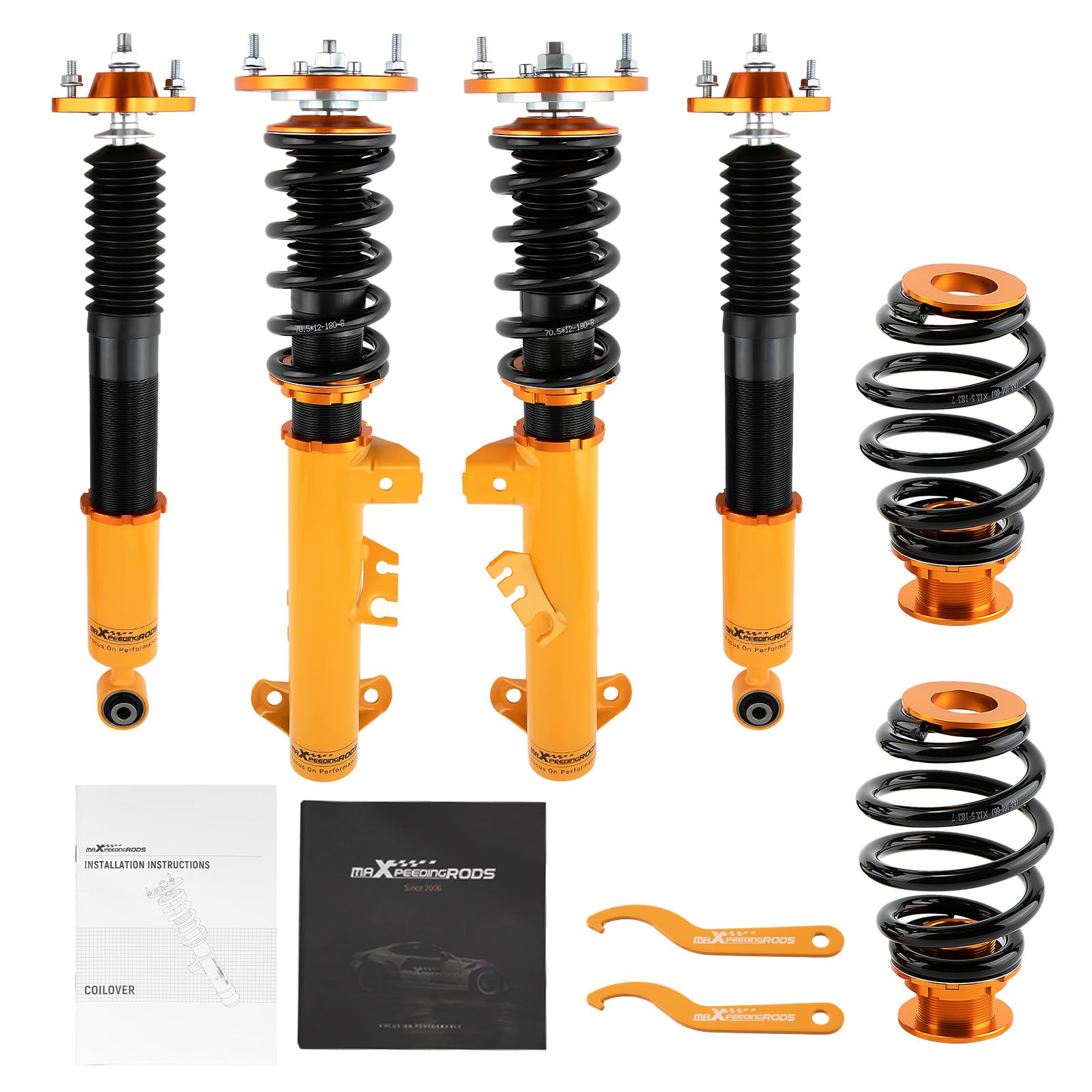 maXpeedingrods 4x Coilover, Amortiguador Roscado para BMW 3 Series E36 318i 323i 325i 328i 328is, Suspensión con Muelle, Altura Regulable 2 Delanteros y 2 Traseros Resorte Helicoidal | 323i 325i 328i 328is, Suspensión con Muelle, Altura Regulable 2 Delant