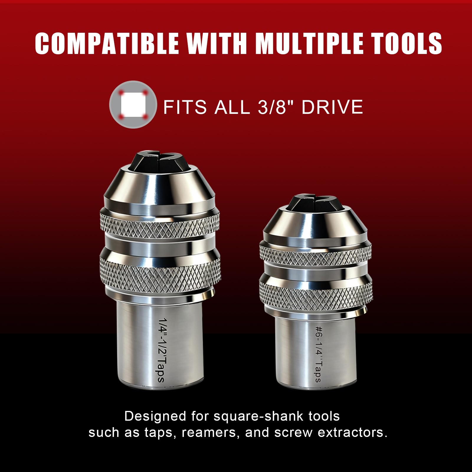 Gewindebohrer Adapter aus Cr-Mo Stahl, verstellbares Spannfutter, kompatibel mit Akkuschrauber & Bohrmaschine – 3/8" Drive, 6-1/2", Werkzeughalter zum sicheren Herausziehen von Schrauben