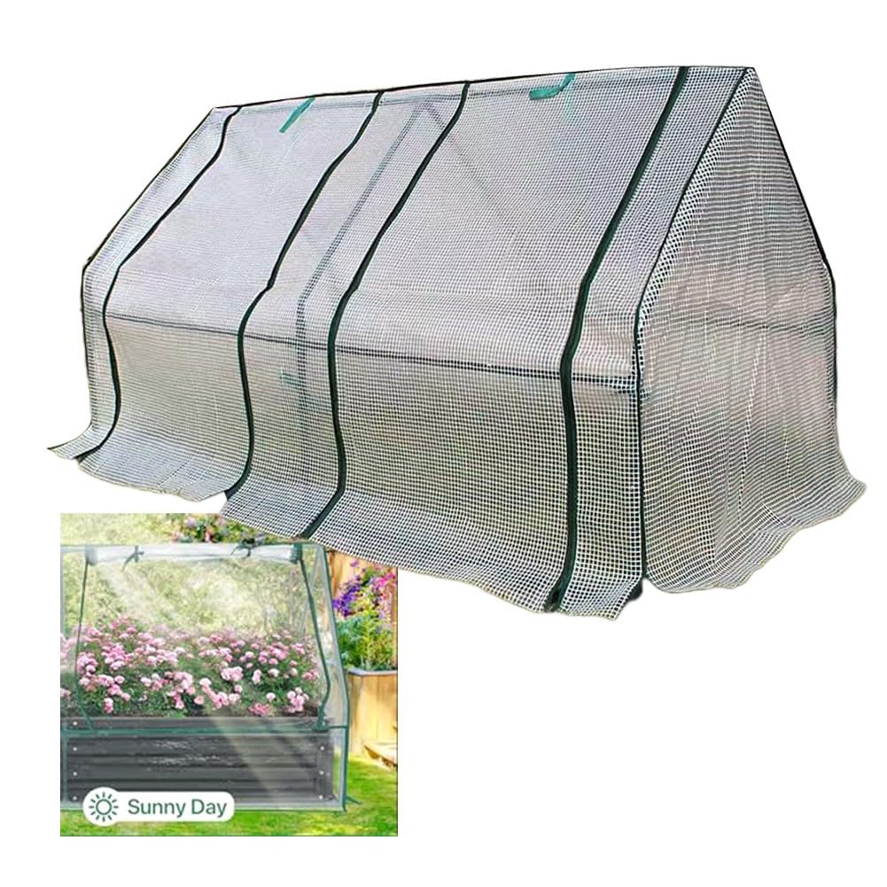 Mini-Gewächshausabdeckung für Hochbeet, 180 x 90 x 90 cm, PVC-PE-Schutzhülle mit Reißverschlusstüren, tragbarer Pflanzenschutz für den Außenbereich