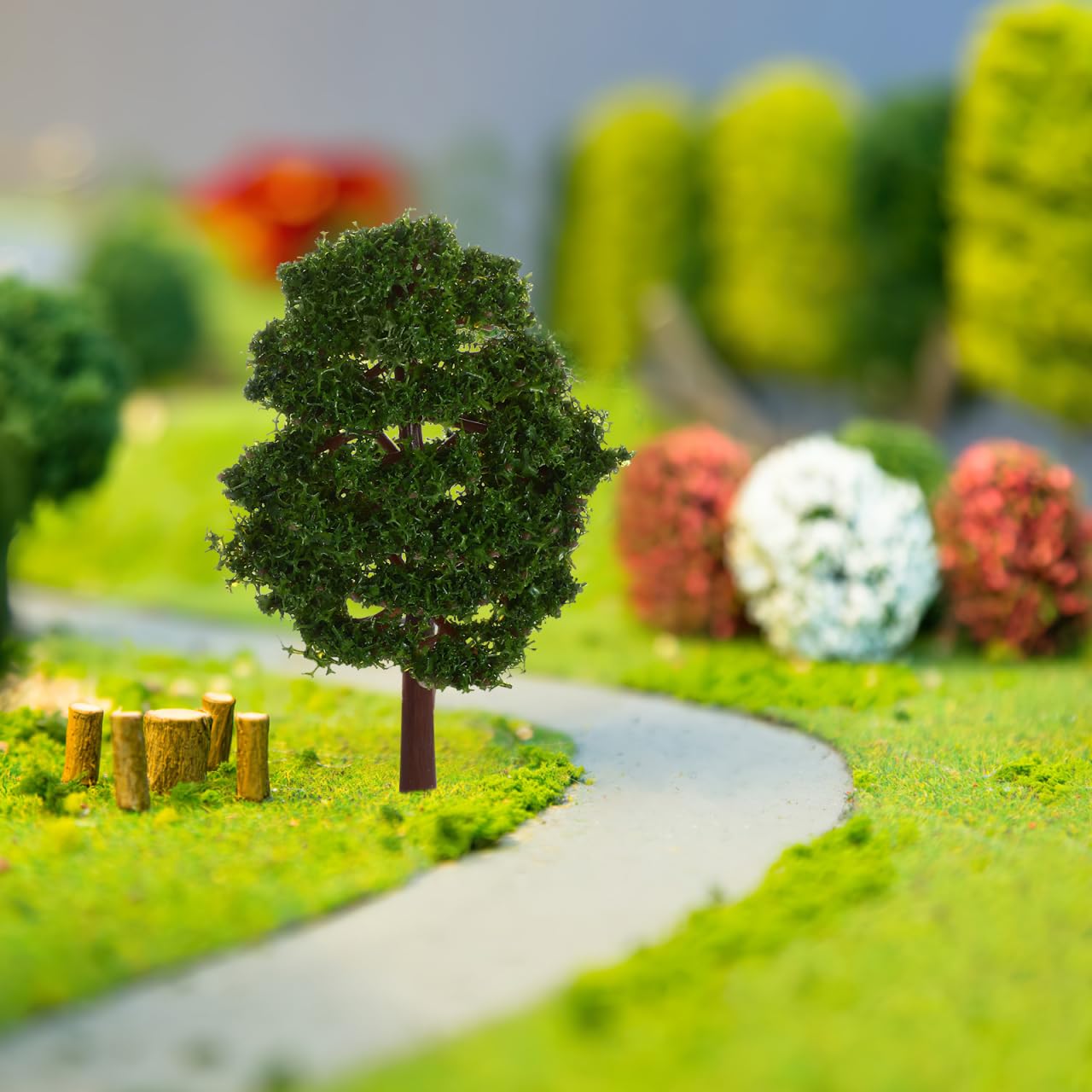 Gatuida 20 Pcs Dark Green Plastic Model Tree Set 1:100 Scale Mini Plant Diorama Train Scenery Art Craft Desk Decor Yard Hobby Size 9.00 cm Tall Good Option Ideal Part Safe Solid Nice Shape Great - Image 4