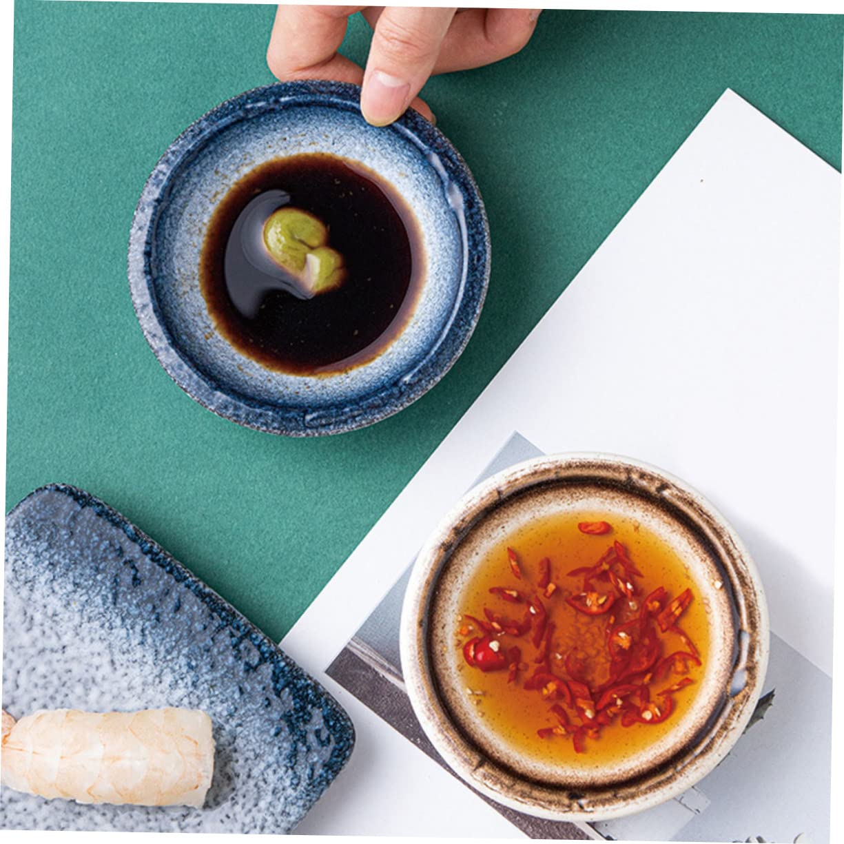 FUNOMOCYA Pcs Ceramic Seasoning Dish Set Unique Design for Side Dishes Sauces Vinegar Non-slip Base Easy to Clean for Daily Use