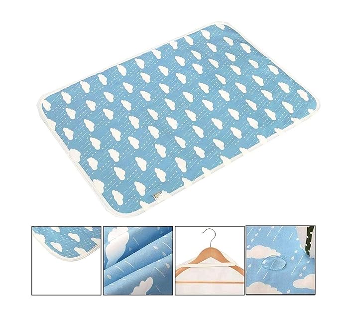 SYGA Baby 1 Piece Large Waterproof Bed Protecter Dry Sheet,Washable Reusable Bed Protector_Blue Star