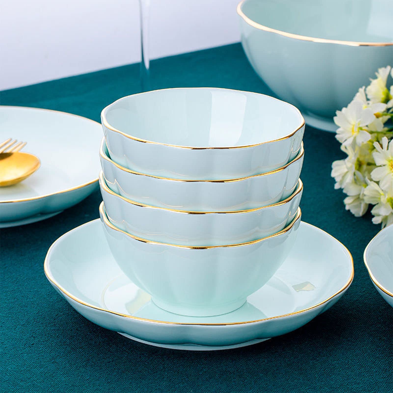 Amazon.co.jp: 磁器食器セット、セラミックプレートとボウル32点セット