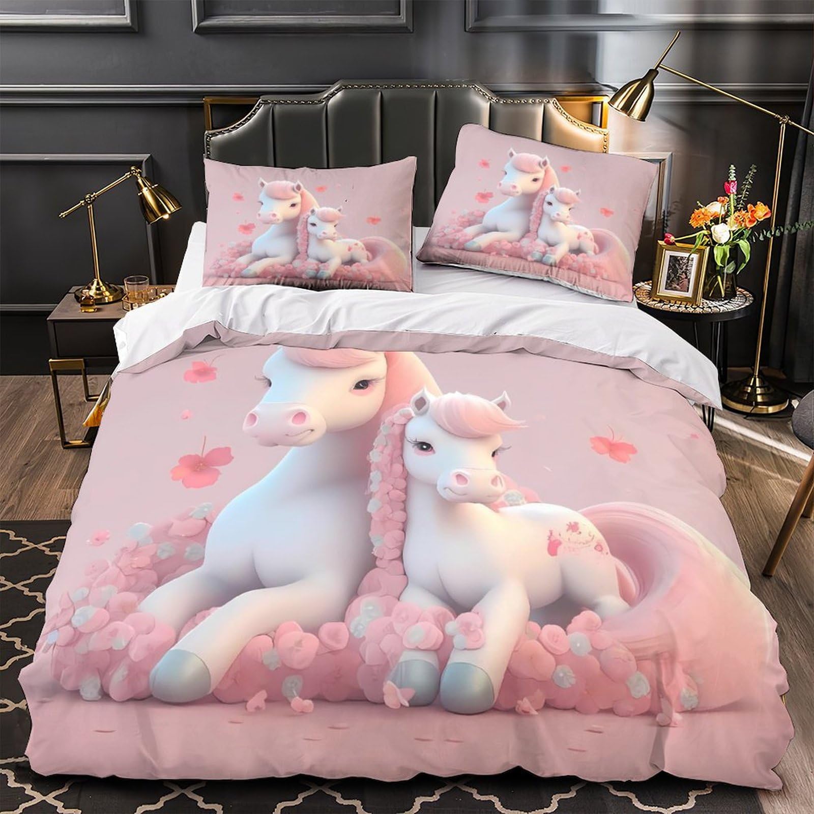 Housse de Couette Licorne Rose : Le Cadeau d'Anniversaire Idéal pour Lit Ado King