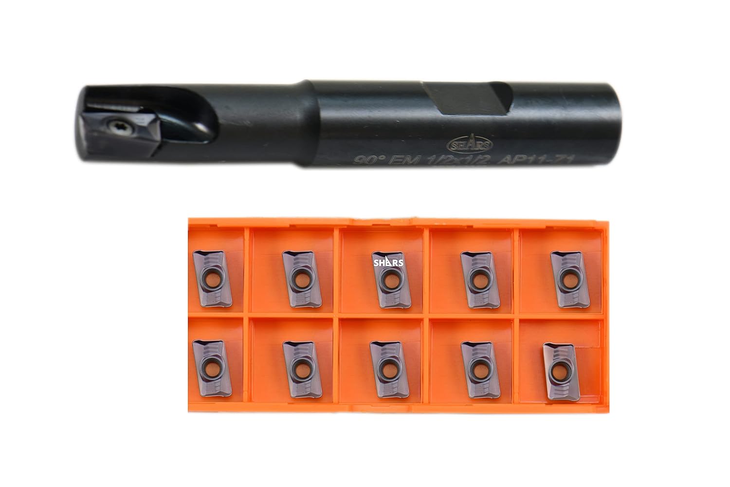 Shars 1/2" 90 Degree Square Shoulder Indexable End Mill with 10 Pcs