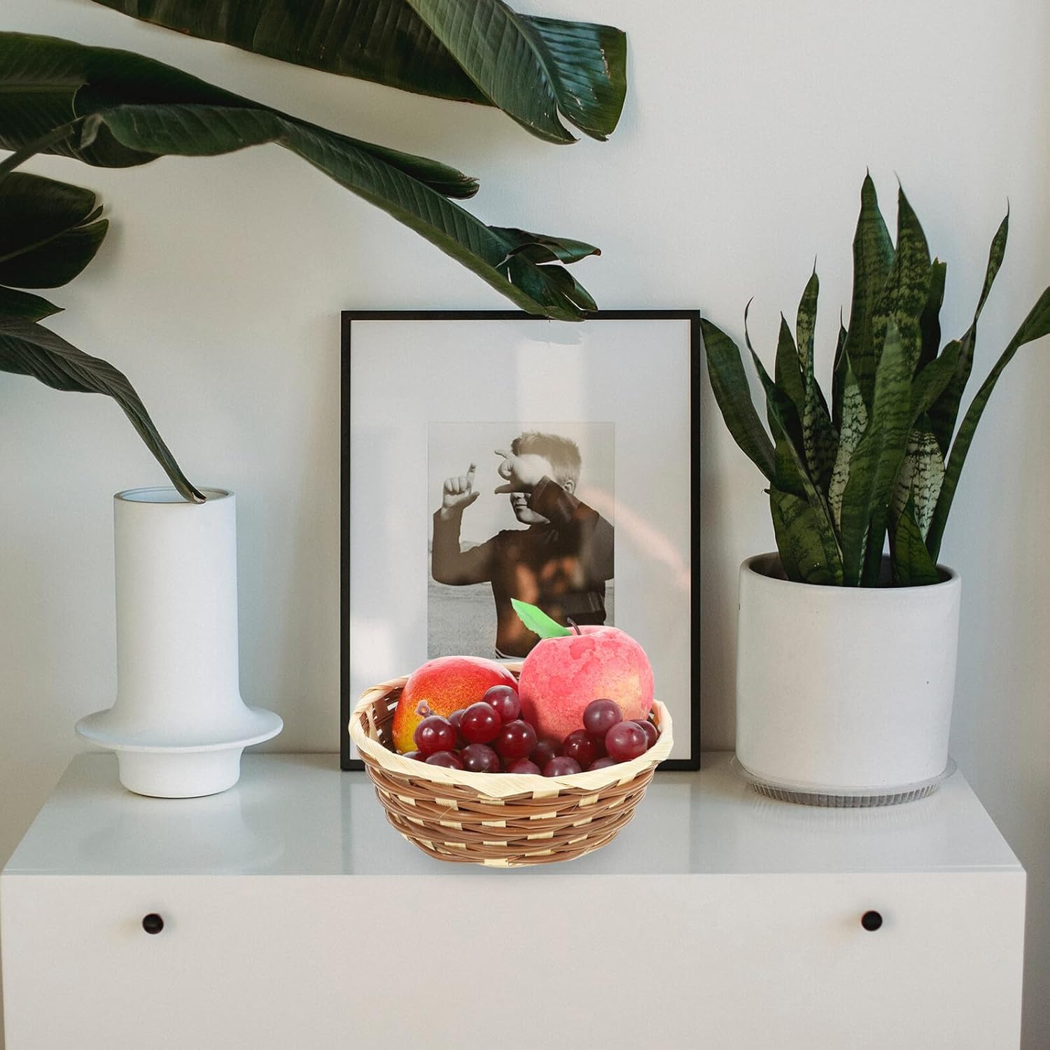 12pcs Handmade Weaving Fruit and Bread Storage Basket Set, Multi-function Household Food Organizer for Kitchen Countertop and Dining Use