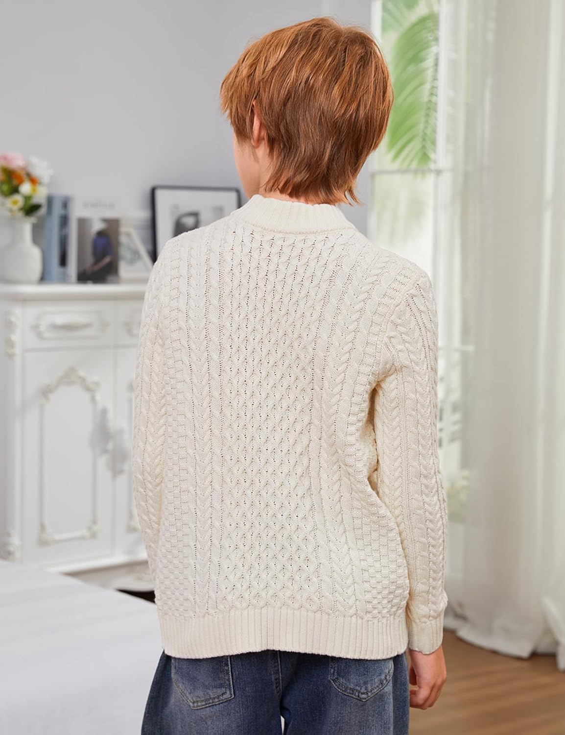 Yimoon Boys Sweater Kids Turtleneck Pullover Cable Knit Sweaters - Image 3