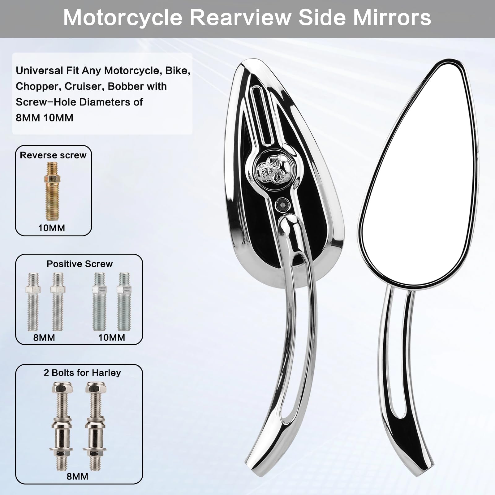 Amazon.com: LKV Motorcycle Skull Rearview Side Mirrors - Universal