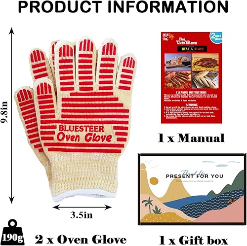 Miniatura 7 de Guantes de horno para mujer, resistentes al calor, guantes de parrilla de 540 grados, manipulador de superficie caliente, de silicona,