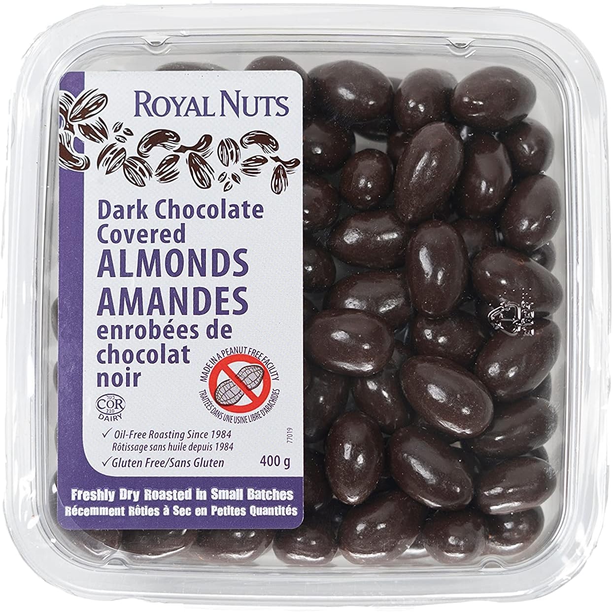 ROYAL NUTS Dark Chocolate Almonds, 400 Grams, (Package May Vary