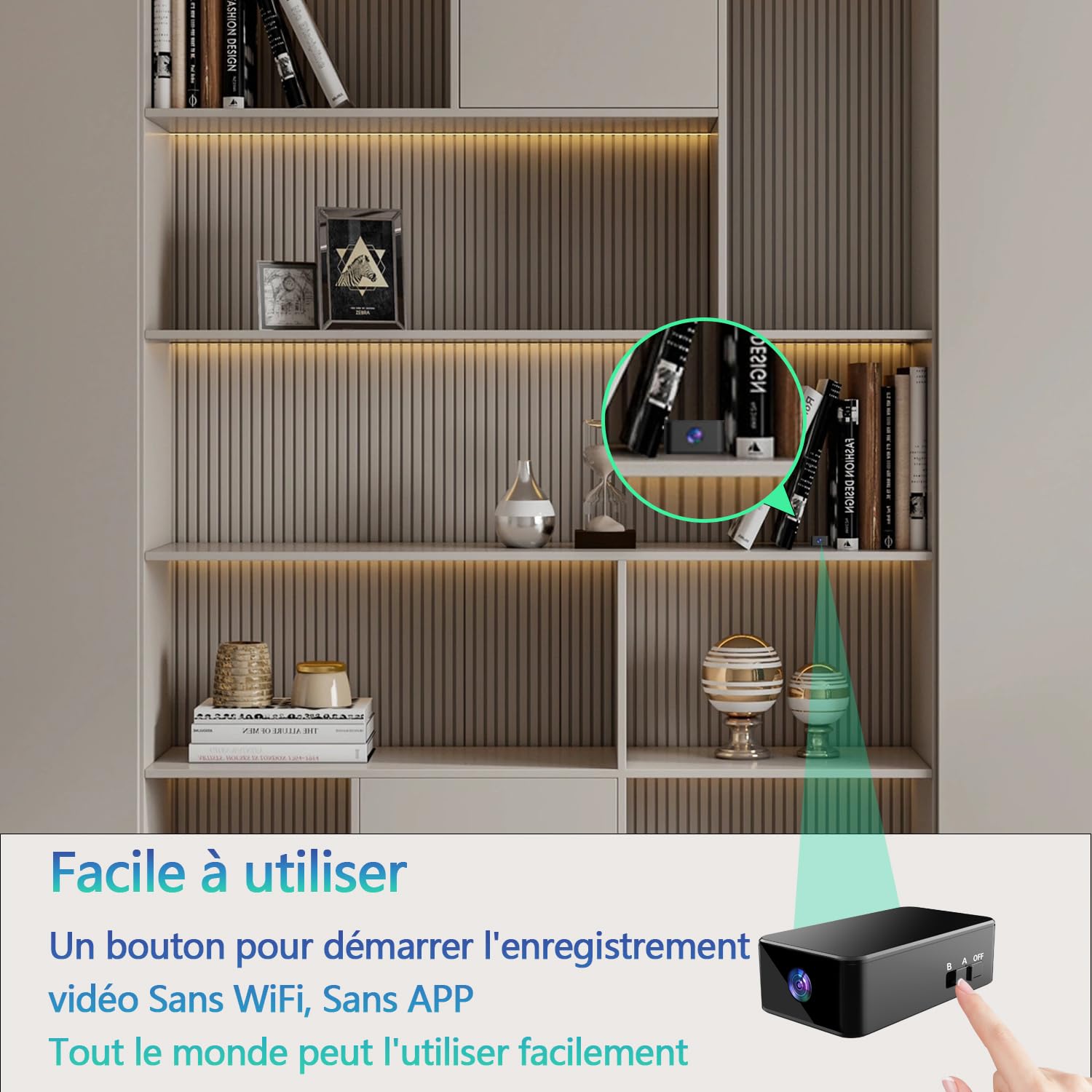 Caméra Espion Mini 1080P - Enregistrement Boucle, Détection Mouvement, Sans WiFi