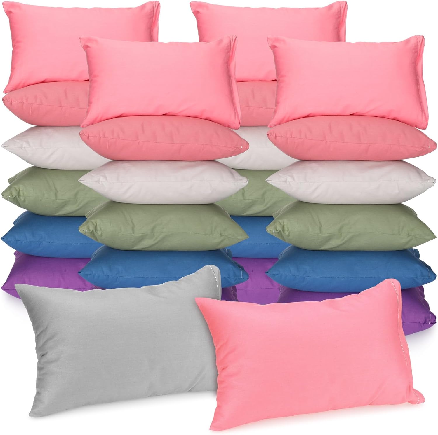 Kigley 24 Pack Mini Pillows 9.1 x 13.8'' Small Travel Soft Breathable Cotton Pillow for Travel Pet Neck Lumbar Purse Insert (Dark Color)