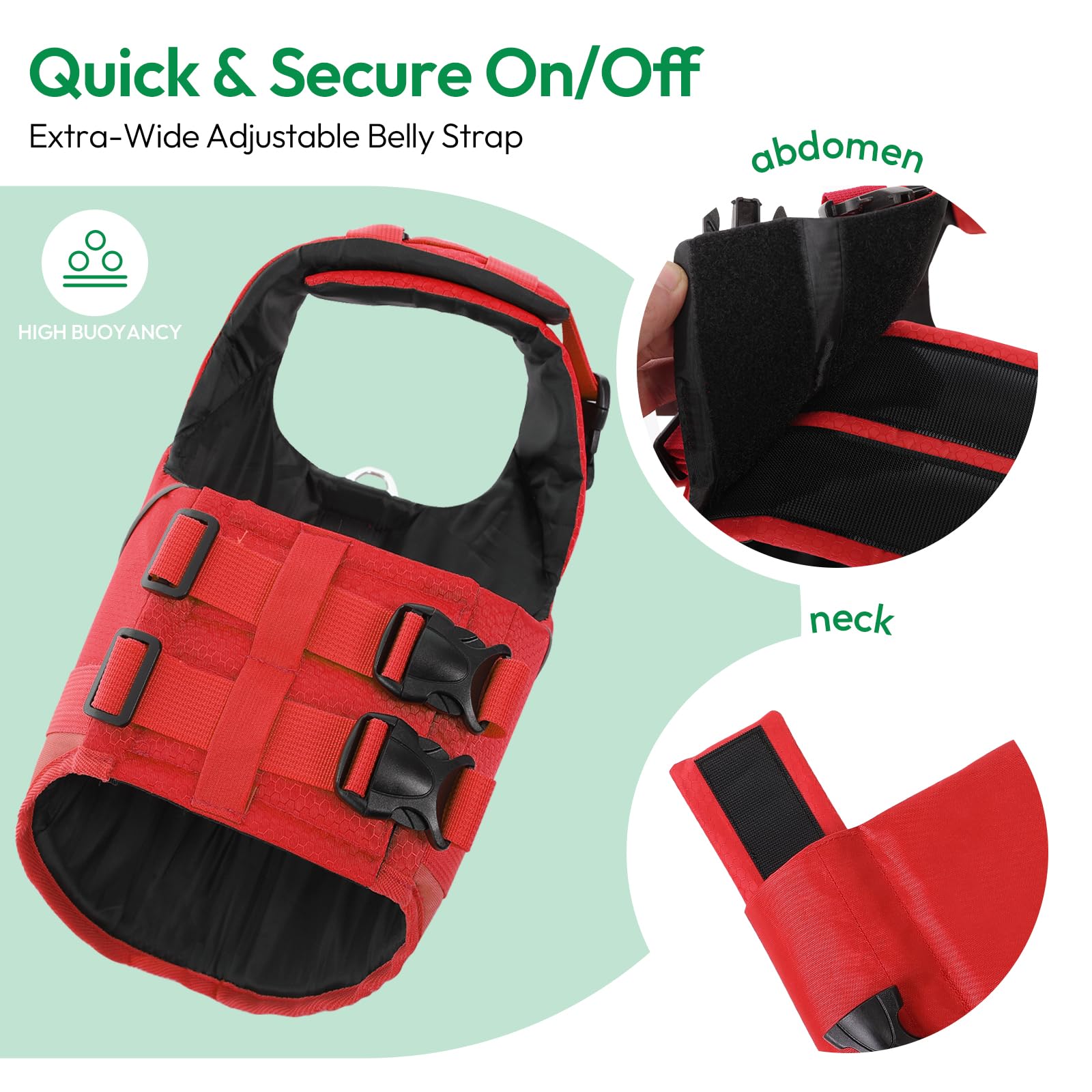 Chaleco Salvavidas para Perros - Chaleco de Seguridad con Tiras Reflectantes y Asa, Talla XS a XL, para Piscina, Playa, Natación, Bote | KONVINIT
