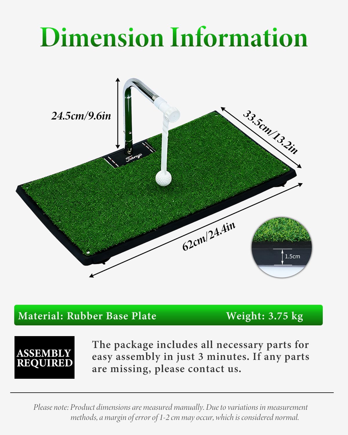 Golfschwung-Trainer mit 5 Höhenverstellungen, Golf-Trainingsgerät mit 2*Drehbare Stange, Automatische Ballrückführung, für Zuhause, Büro, Garten, tägliches Training, Einfach zu montieren