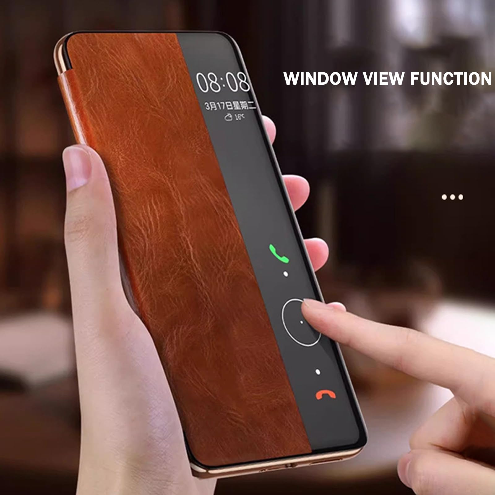 Schwarz,70, Handyhülle Für Huawei Pura 70 Ultra/70 Pro +/70 Pro/70, View-Fenster Intelligenter Schlaf Hülle Echtes Leder Retro Flip Rundumschutz Schutzhülle