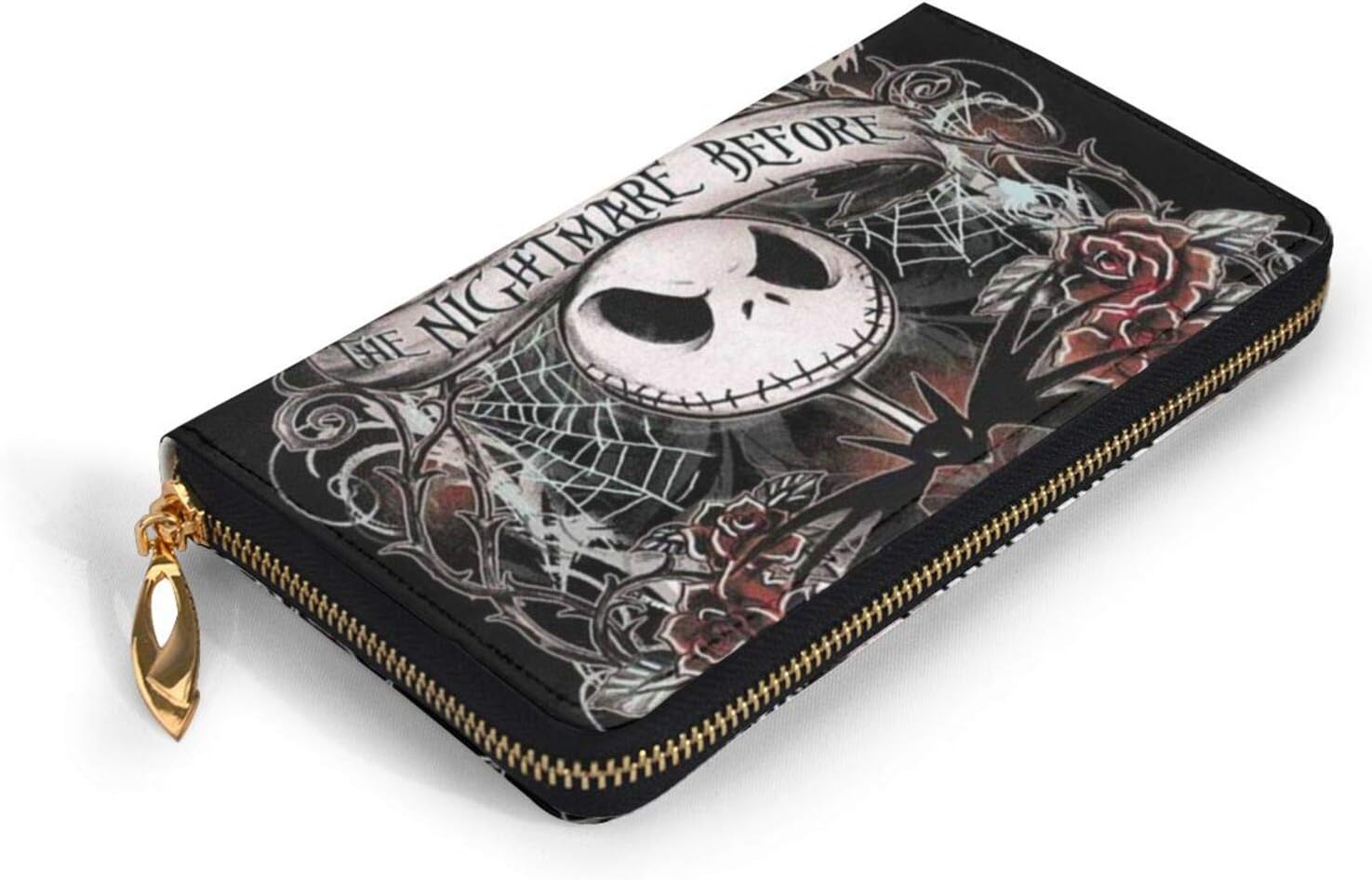 Women Printed Zip Around Wallet Halloween Art Soft PU Clutch Holder Purse - Image 3