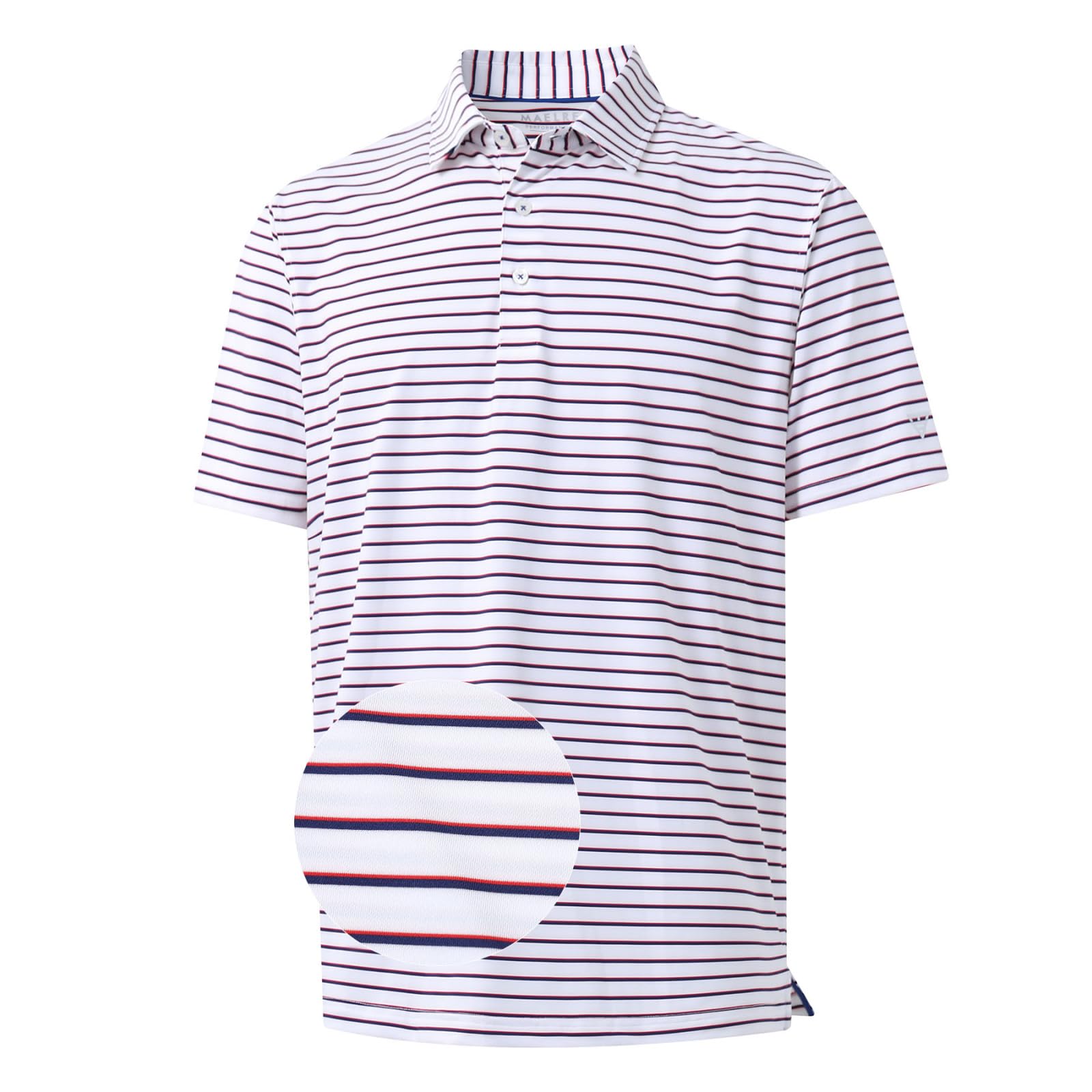 M MAELREG Golf Shirts for Men Moisture Wicking Striped Polo Performance Dry Fit Business Sports Mens Polo Shirts Short Sleeve