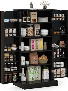 Giantex 120cm Kitchen Storage Cabinet, Freestanding Buffet Cupboards Sideboard with 2 Doors & Anti-Tipping Devices, Modern...