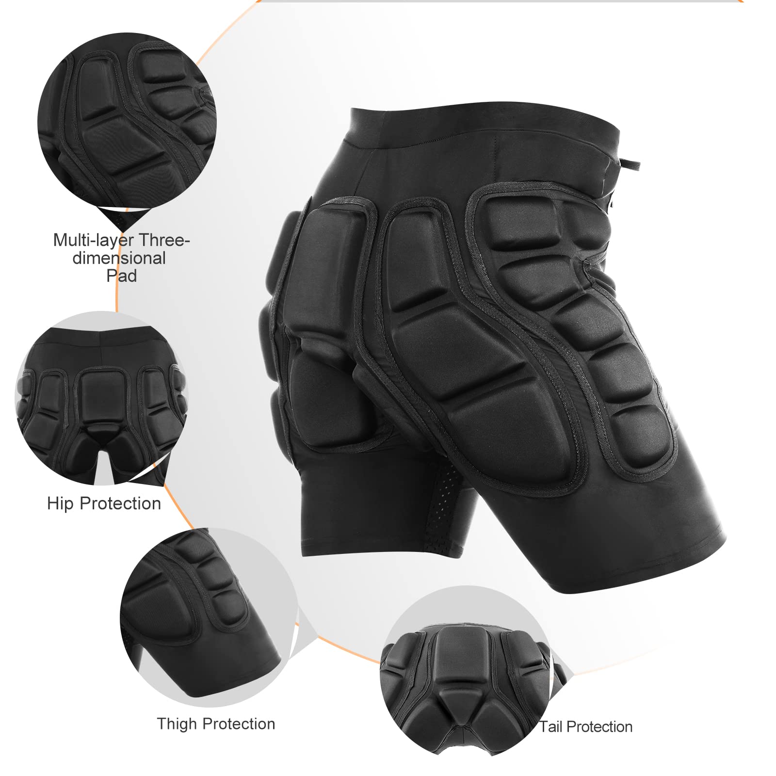 Relaxyee Pantaloncini Imbottiti Protettivi, Pantaloncini Pattinaggio Protezioni per Snowboard, Pattini, Sci, Skateboard, Protezione 3D per Anca, Coscia e Coccige