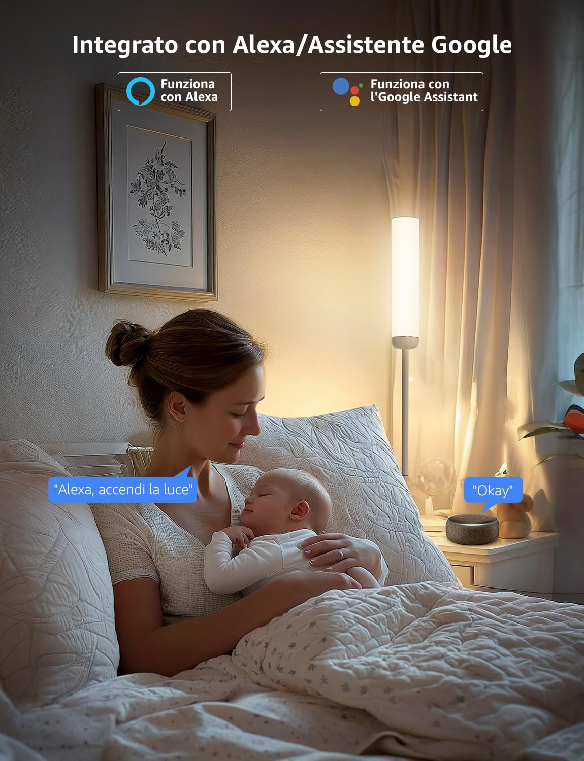 Lepro O1 AI Lampada da Terra,Piantana Moderna per Soggiorno,Musica Sincronizzazione per Festa,Gaming,TV,Compatibile Alexa/Google Home,Progettista Illuminazione AI Personalizzato,RGBIC,1800 Lumen