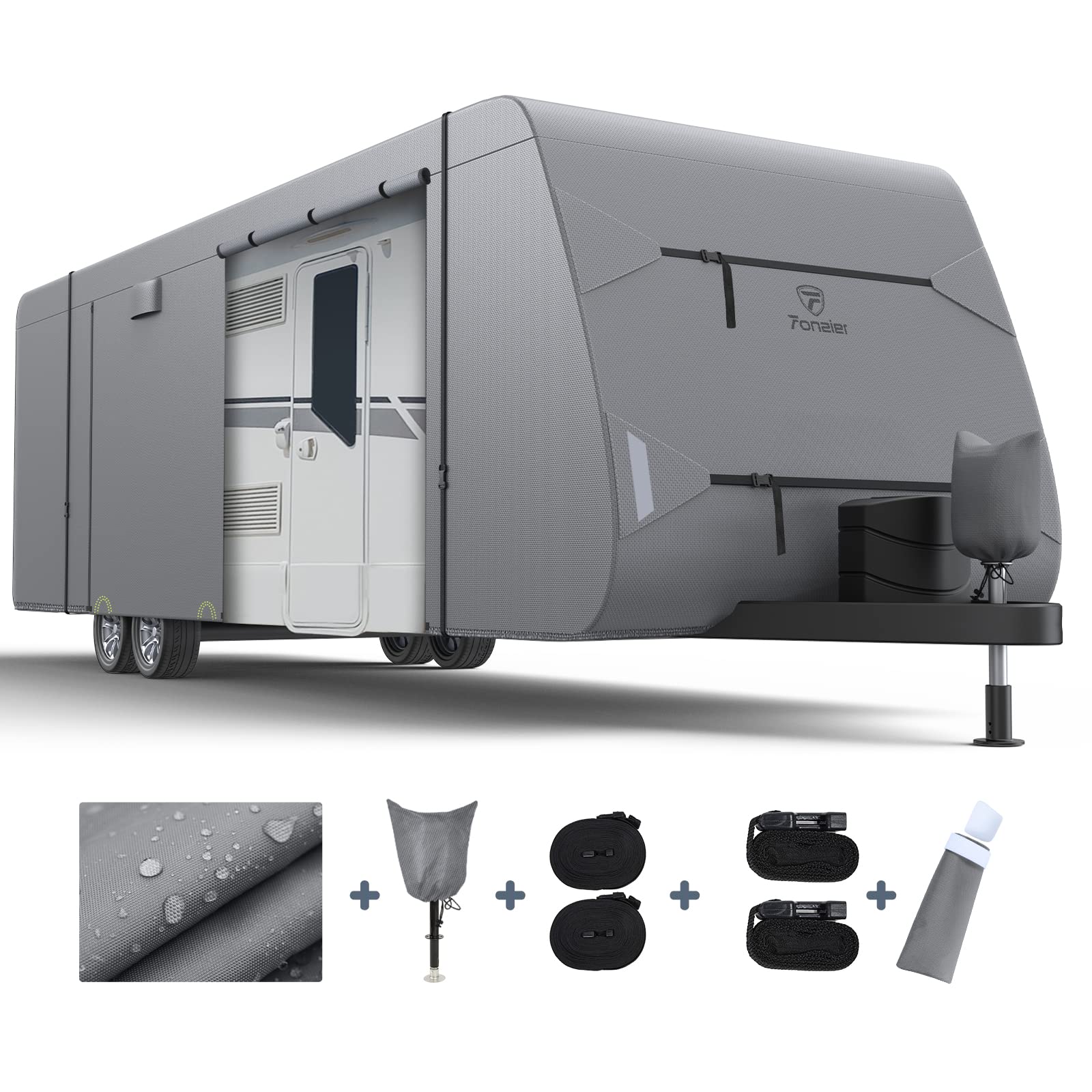 Fonzier Oxford Fabric Travel Trailer RV Cover Windproof Camper Cover