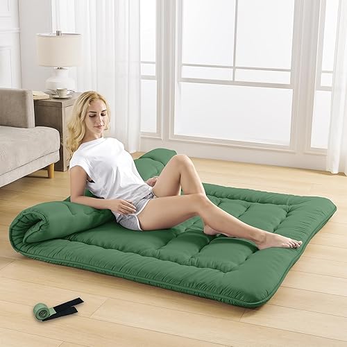 Miniatura 2 de ZPECC Colchón de futón japonés  Espuma de alto soporte plegable Shikibuton Tatami Mat con correas, almohadilla para dormir para invitados de casa,