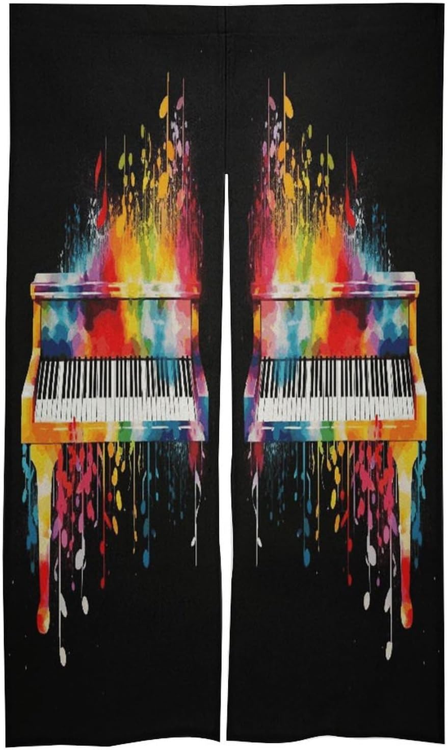 Colorful Piano Keyboard Music Note Door Curtain Printed Doorway Noren Japanese Style Doorway Room Divider Curtains for Privacy Partition Divider Kitchen Home Decorations Wall Hanging
