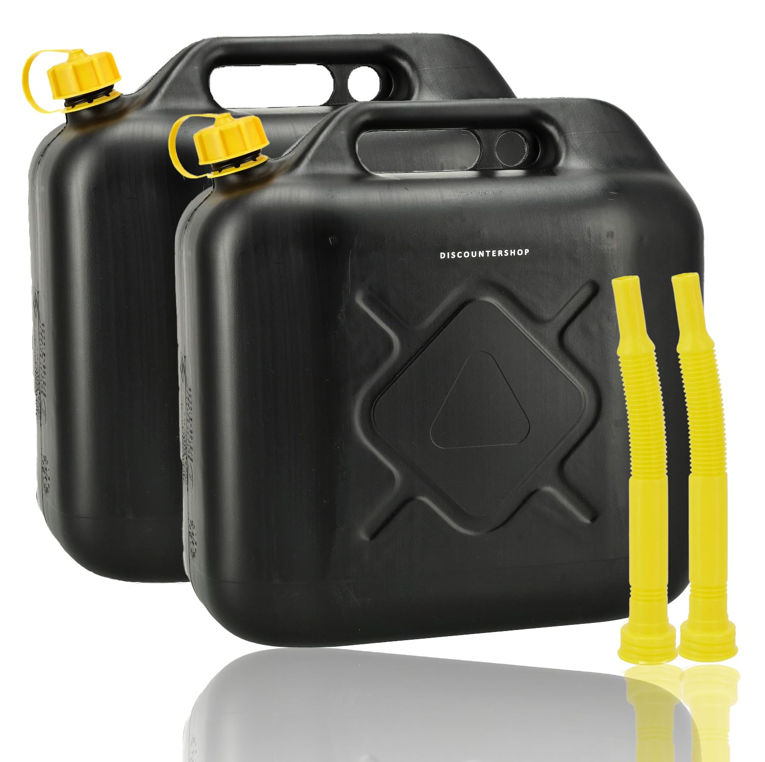 Tanica a benzina da 20l | Plastica (HDPE) e UN | Tanica per carburante con beccuccio - Ideale per campeggio e viaggi - Nero (2)