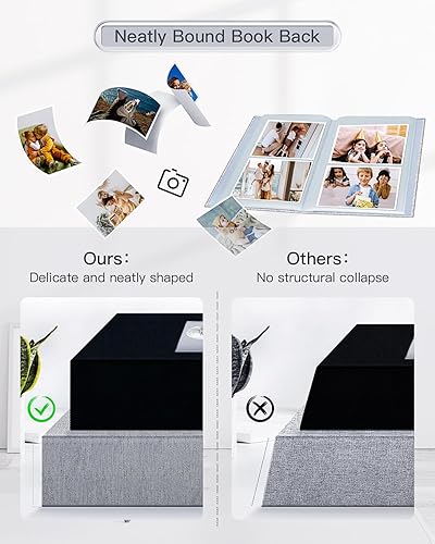 Vista 36 de popotop Álbum de fotos de 4 x 6 – 100 fotos libros con 100 bolsillos verticales, álbumes de cubierta de lino para familia, boda, aniversario, fotos