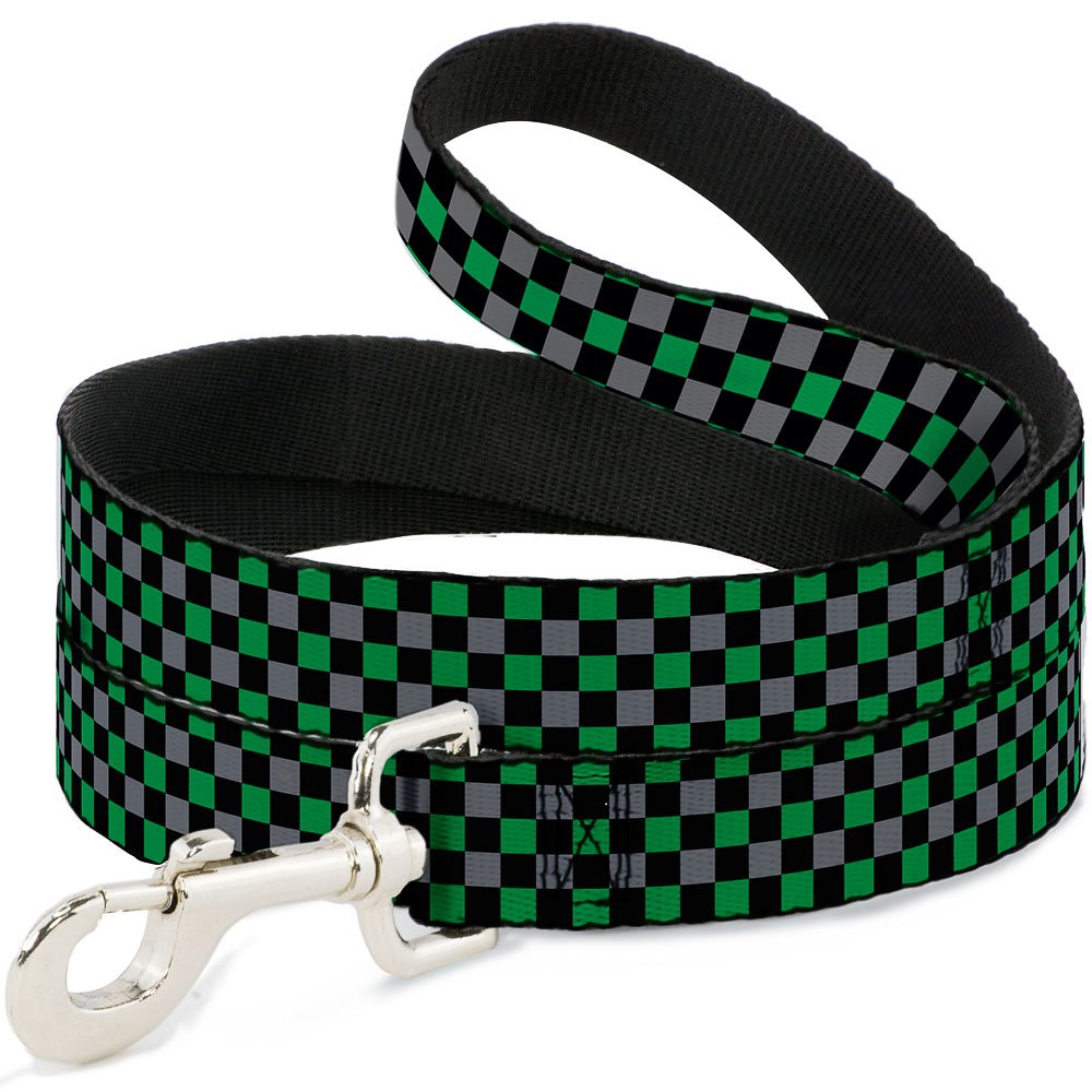 Laisse Buckle Down Mini Checker Noir/Gris/Vert 1,8x3,8cm pour chien