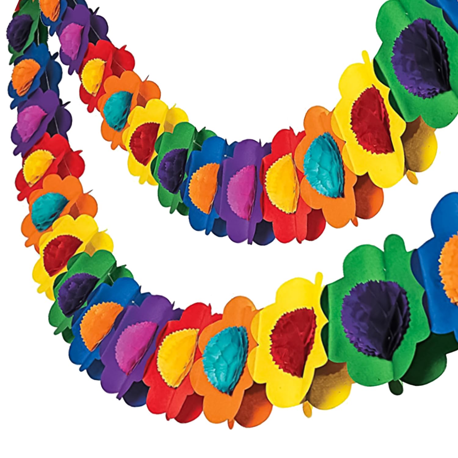 RmKbe 2pcs Fiesta Paper Flower Garland Hawaiian Luau Party Garland Tissue Paper Flower Garland Multicolored Paper Tissue Banner for Hawaiian Party Supplies (3m)