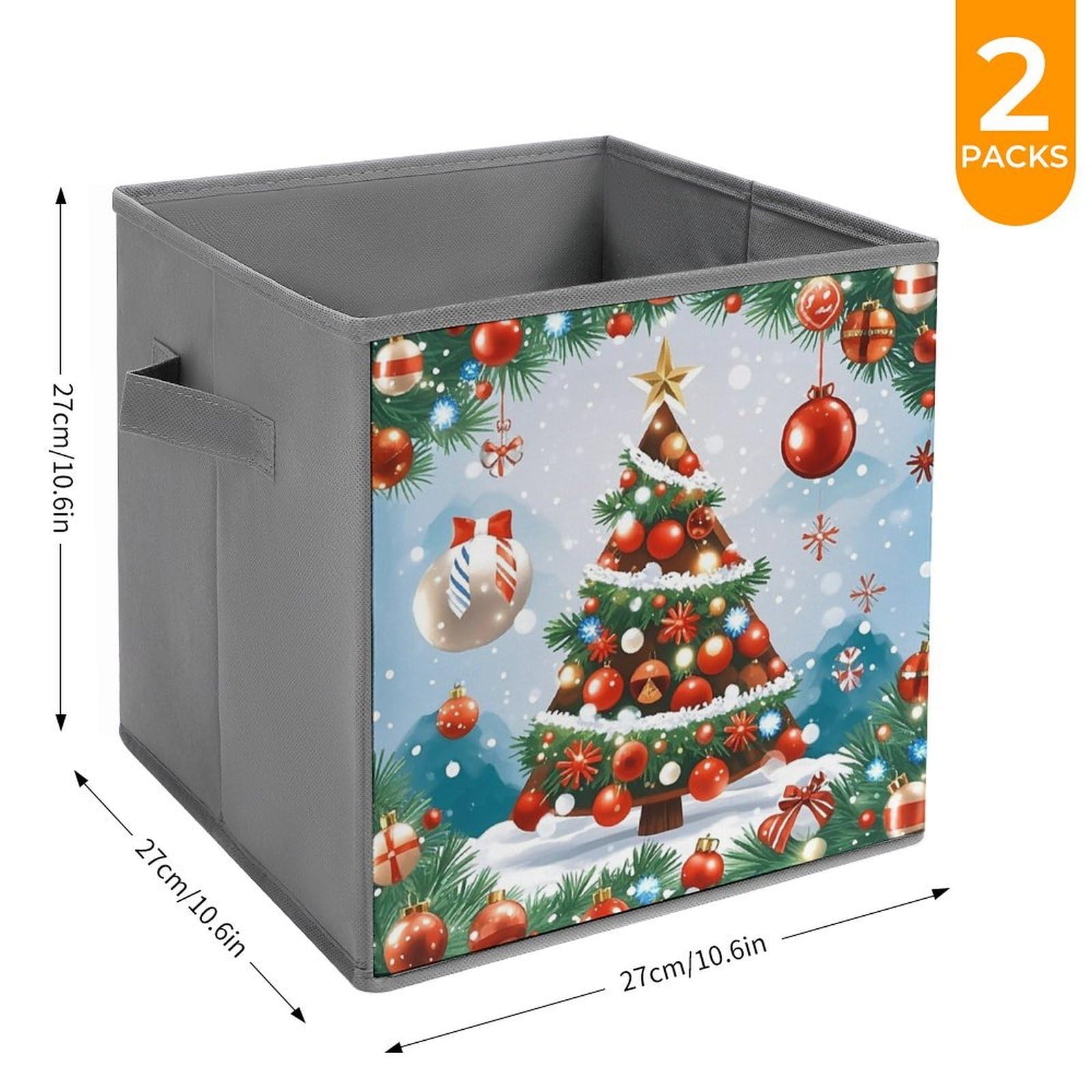 Aufbewahrungskörbe für Weihnachtsbaum, faltbar, dekorative Stoff-Aufbewahrungskörbe für die Organisation von Heimorganisatoren mit Griffen, große Stoff-Aufbewahrungskörbe für Regale für